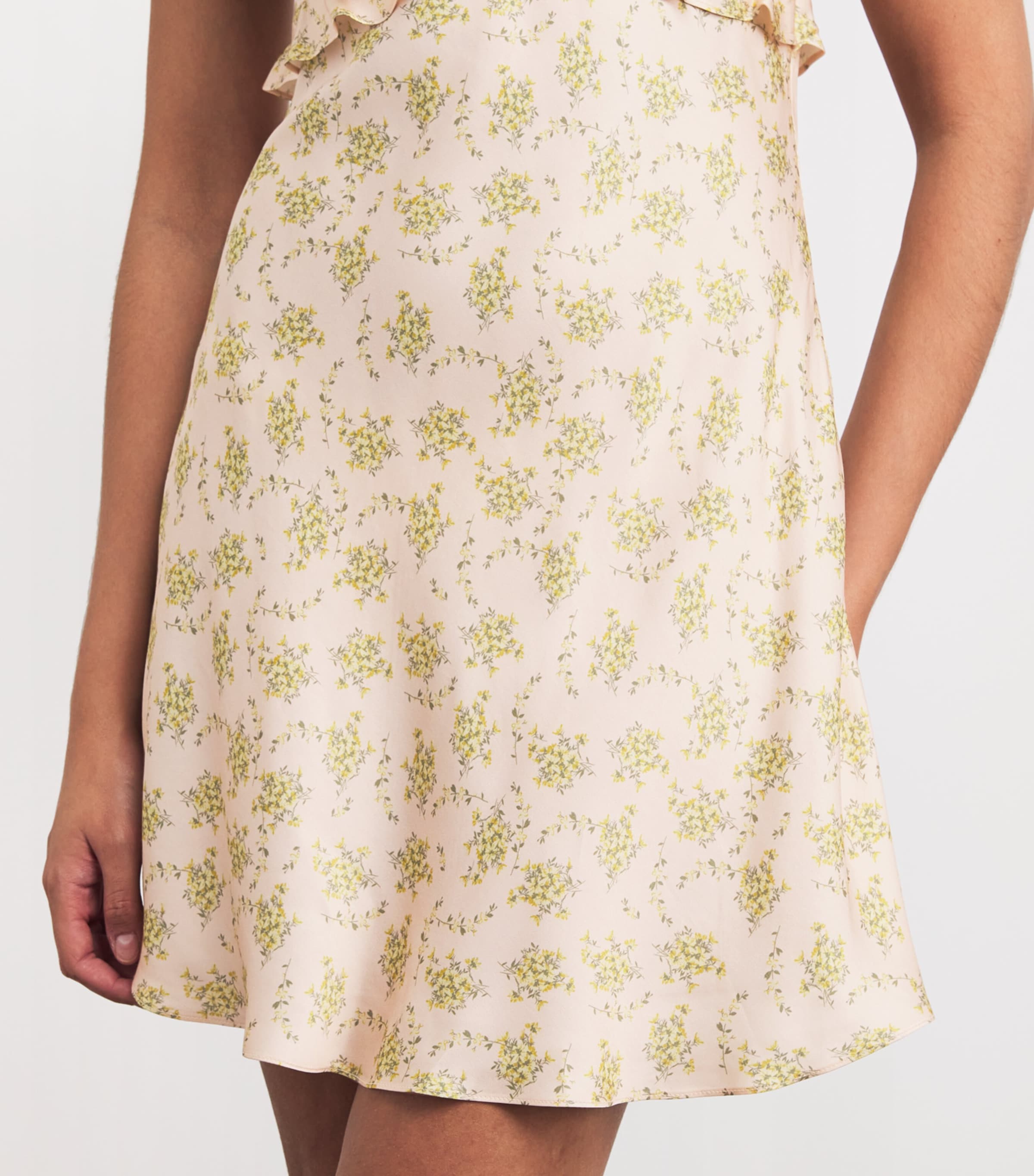 Sandro Paris Womens Floral Print Ruffle-Detail Mini Dress Light Pink Image 5