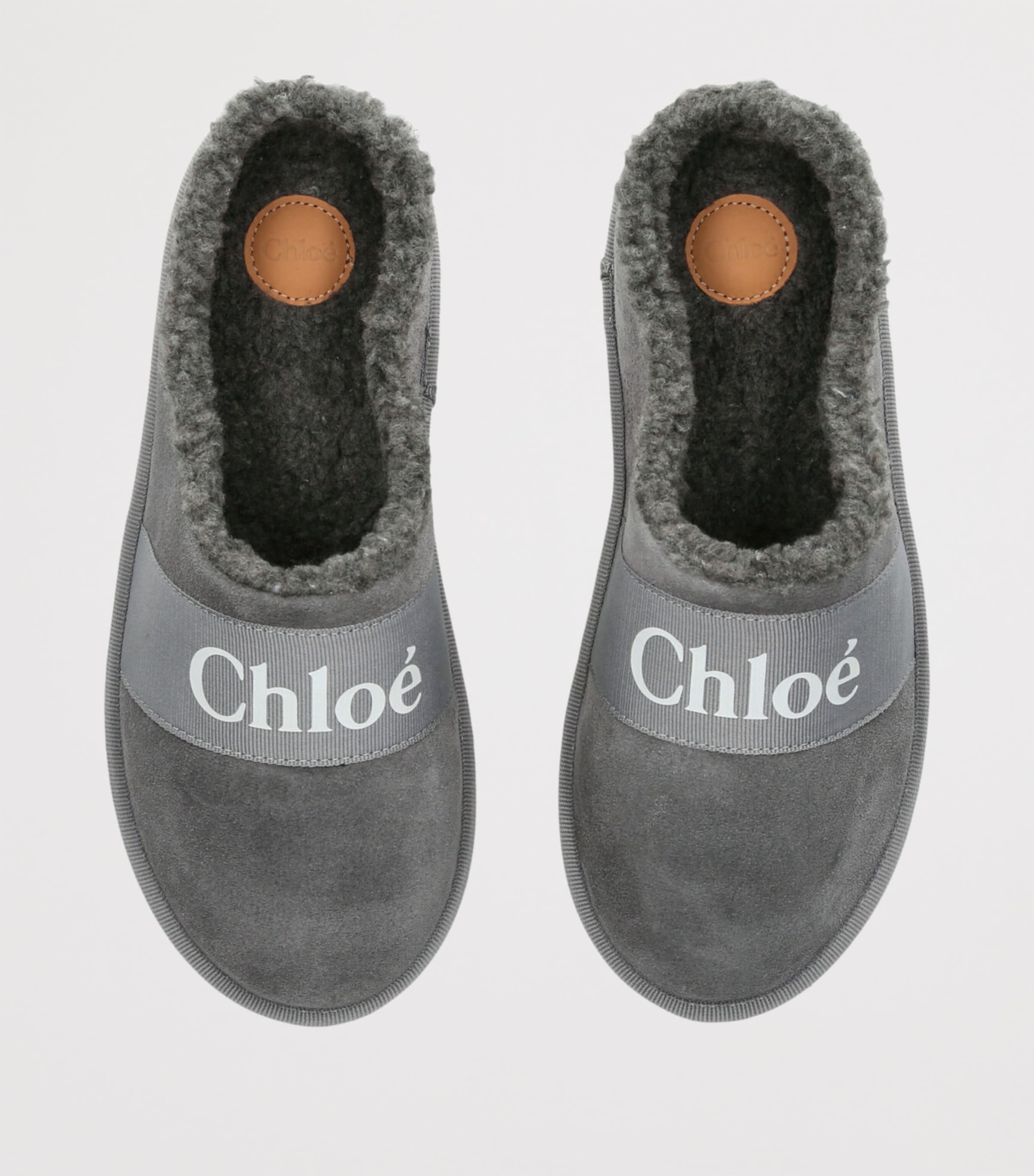 Suede Shearling-Lined Slipper GREY Image 4
