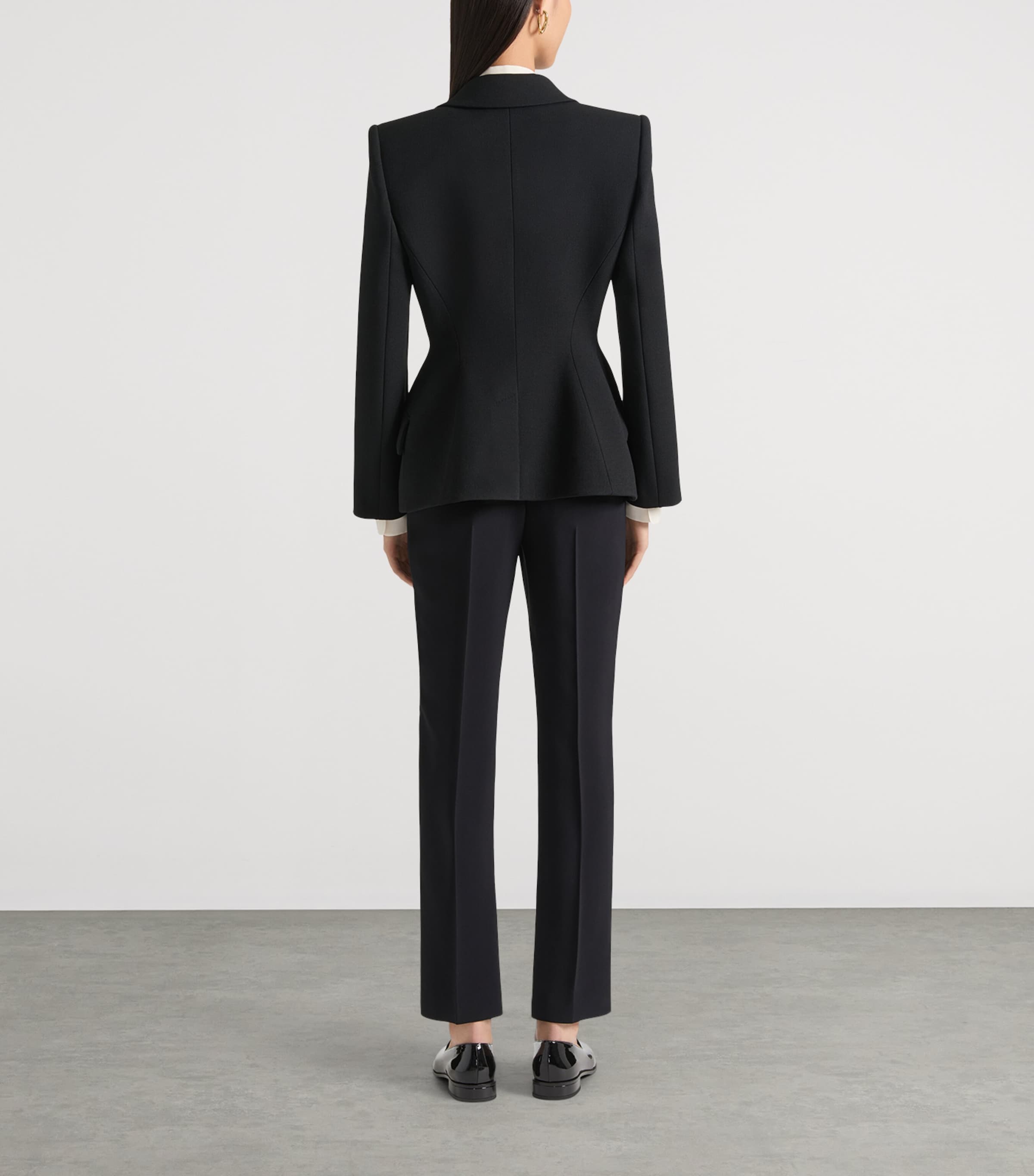 Wool Slim-Fit Tailored Trousers BLACK Image 3