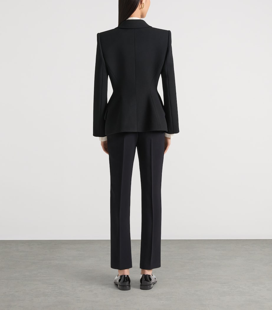 Wool Slim-Fit Tailored Trousers BLACK Image 3