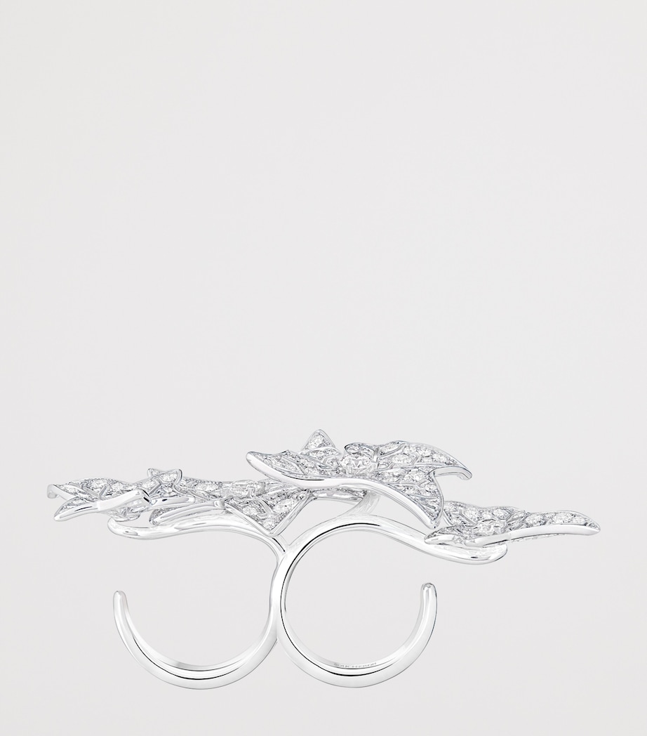 Boucheron White Gold and Diamond Lierre de Paris Two-Finger Ring White Gold Image 4