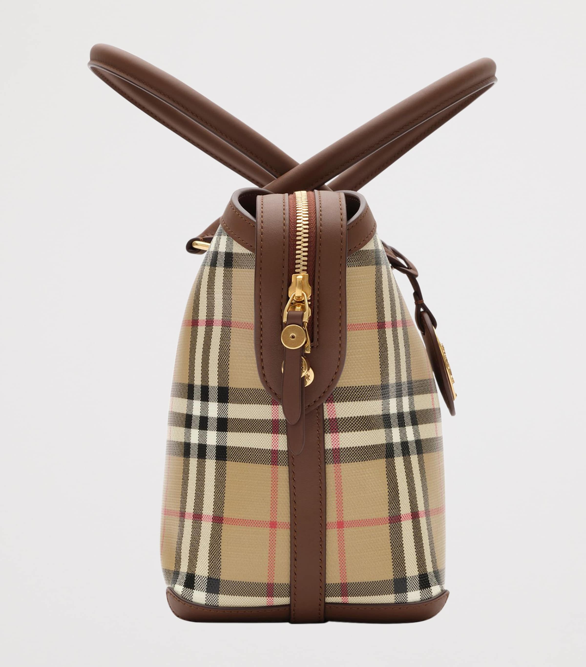 Burberry Small Check Zipped Tote Bag Archive Beige Image 4