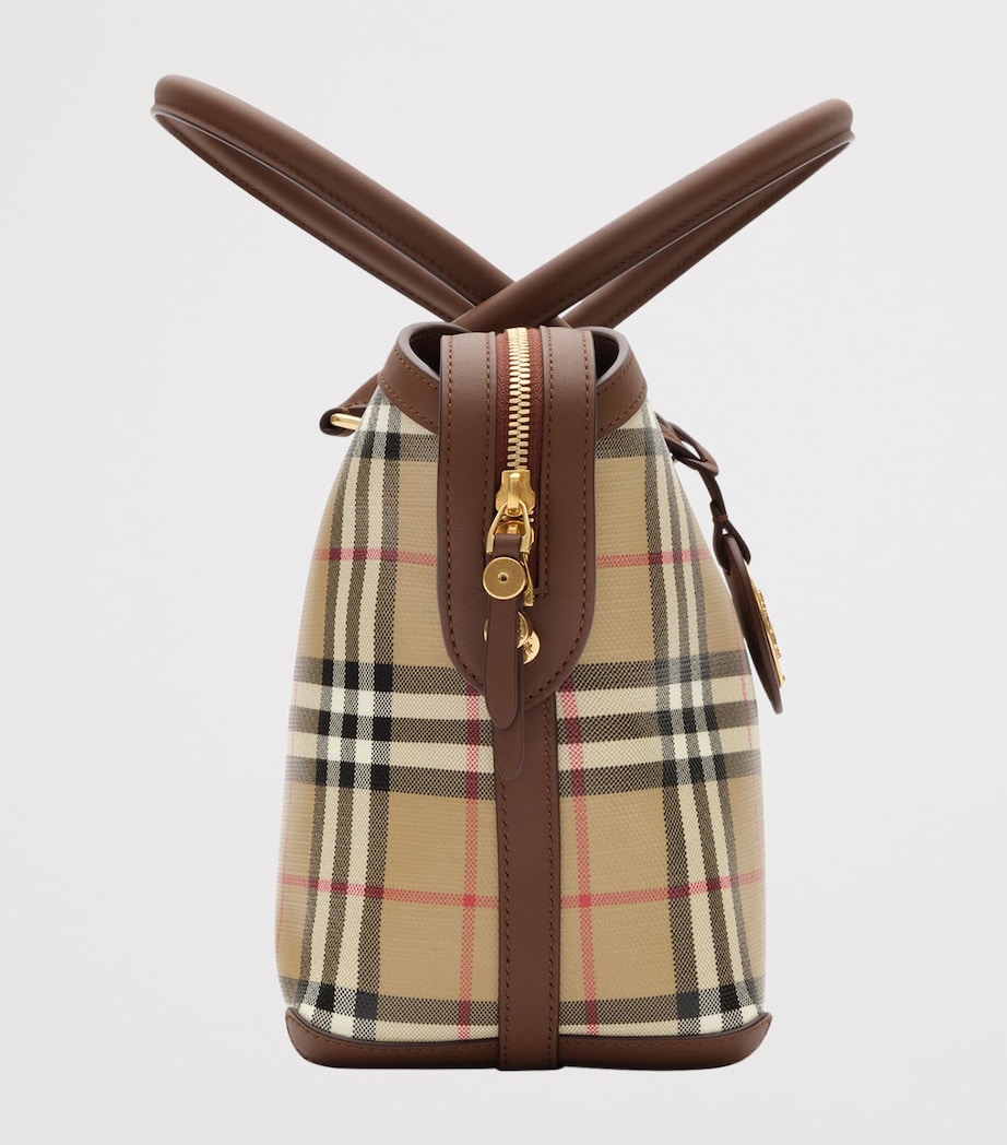 Burberry Small Check Zipped Tote Bag Archive Beige Image 4