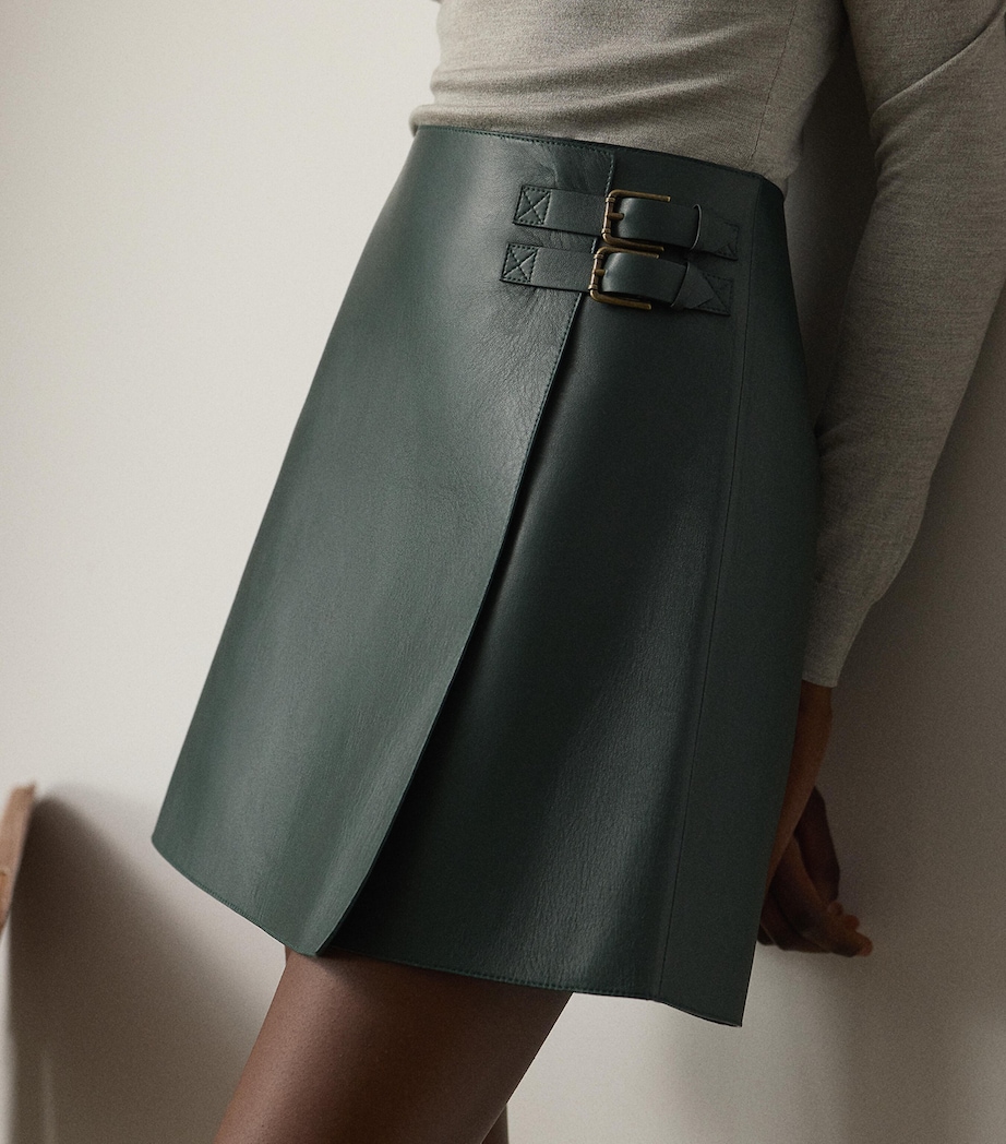 Lambskin Kyler Mini Skirt DARK RACING GREEN Image 9