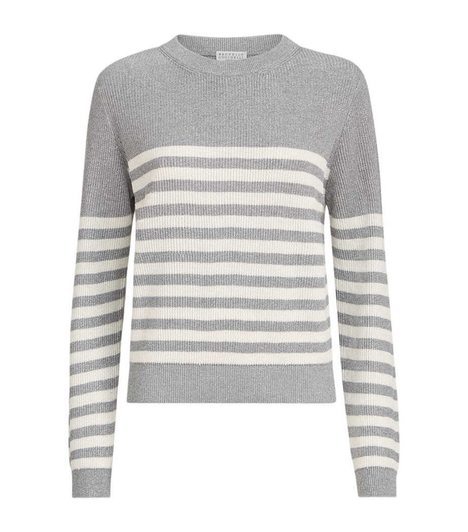 Brunello Cucinelli Womens Cotton-Blend Stripe Sweater Image 1