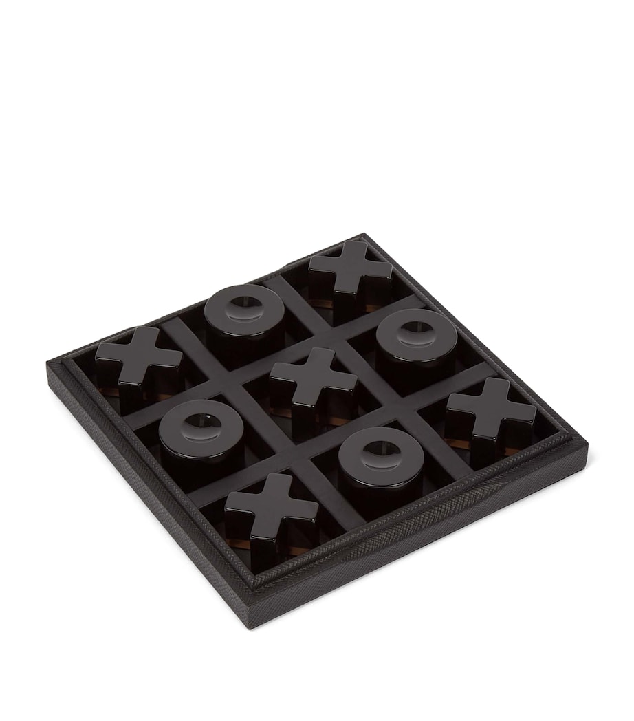 Panama Leather Noughts and Crosses Board Game BLACK Image 1
