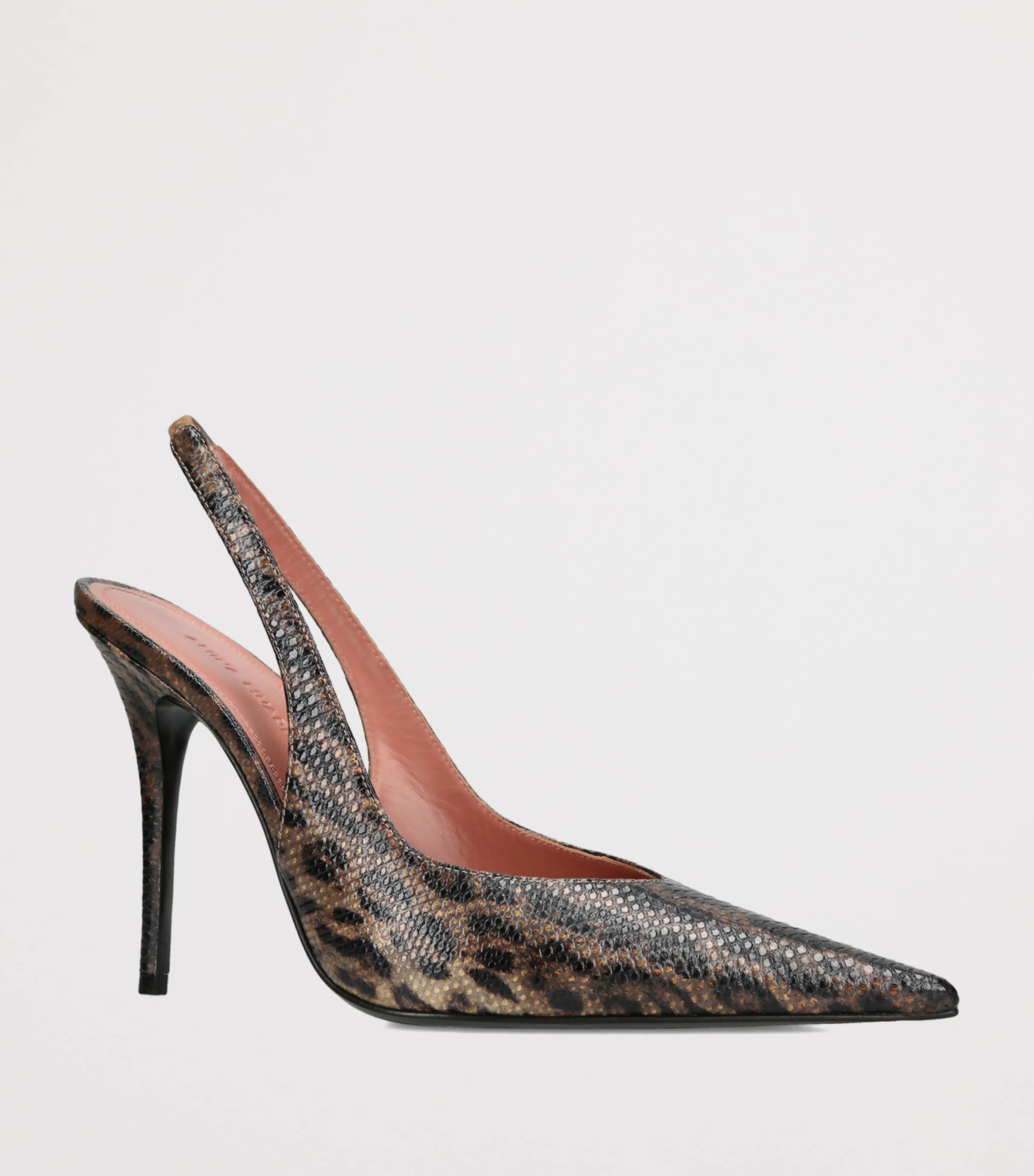 Amina Muaddi Suede Leopard Print Anok Slingback Pumps 105 Dk.brn Com Image 3