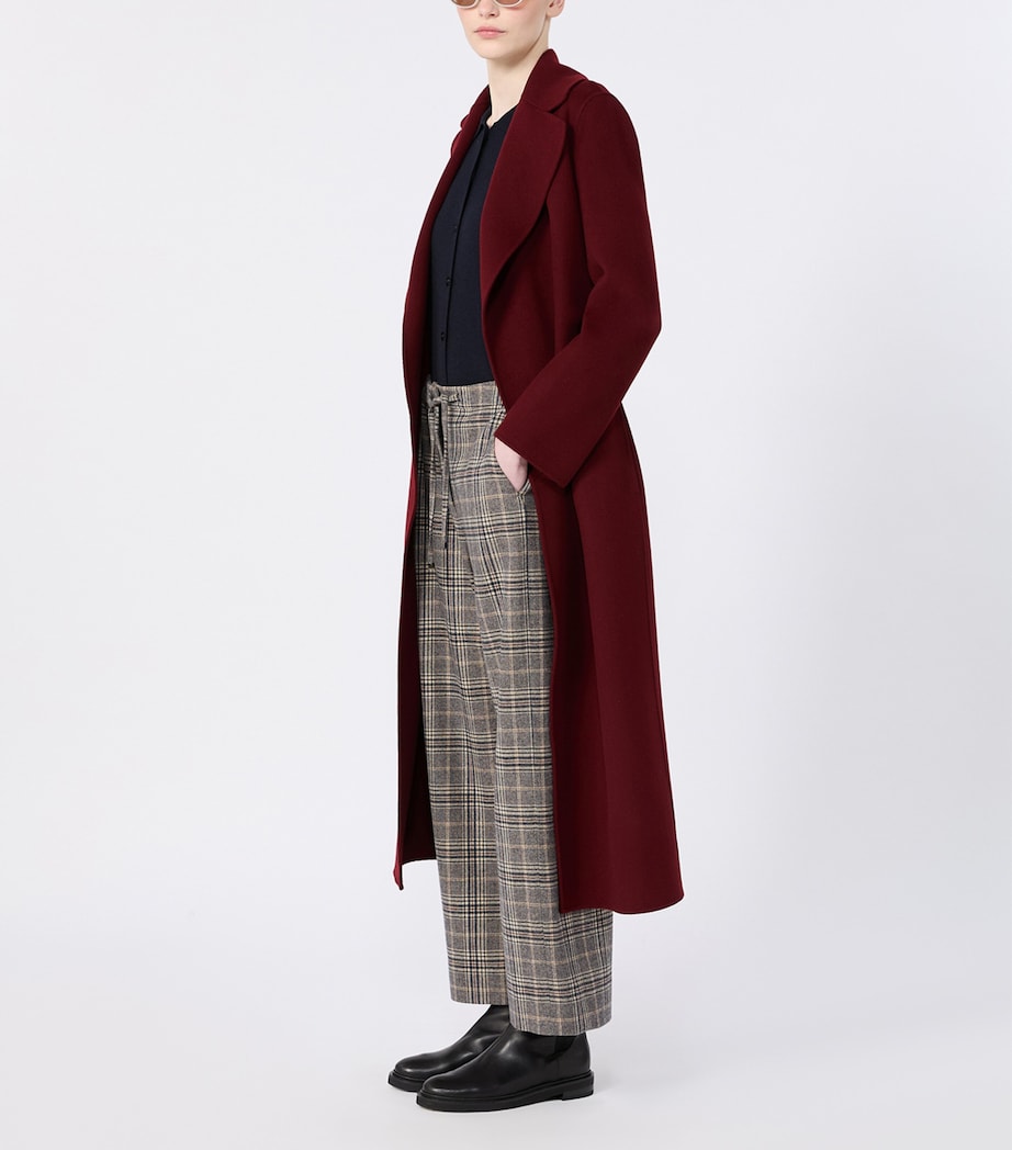Max Mara Womens Virgin Wool Wrap Coat Bordeaux Image 2