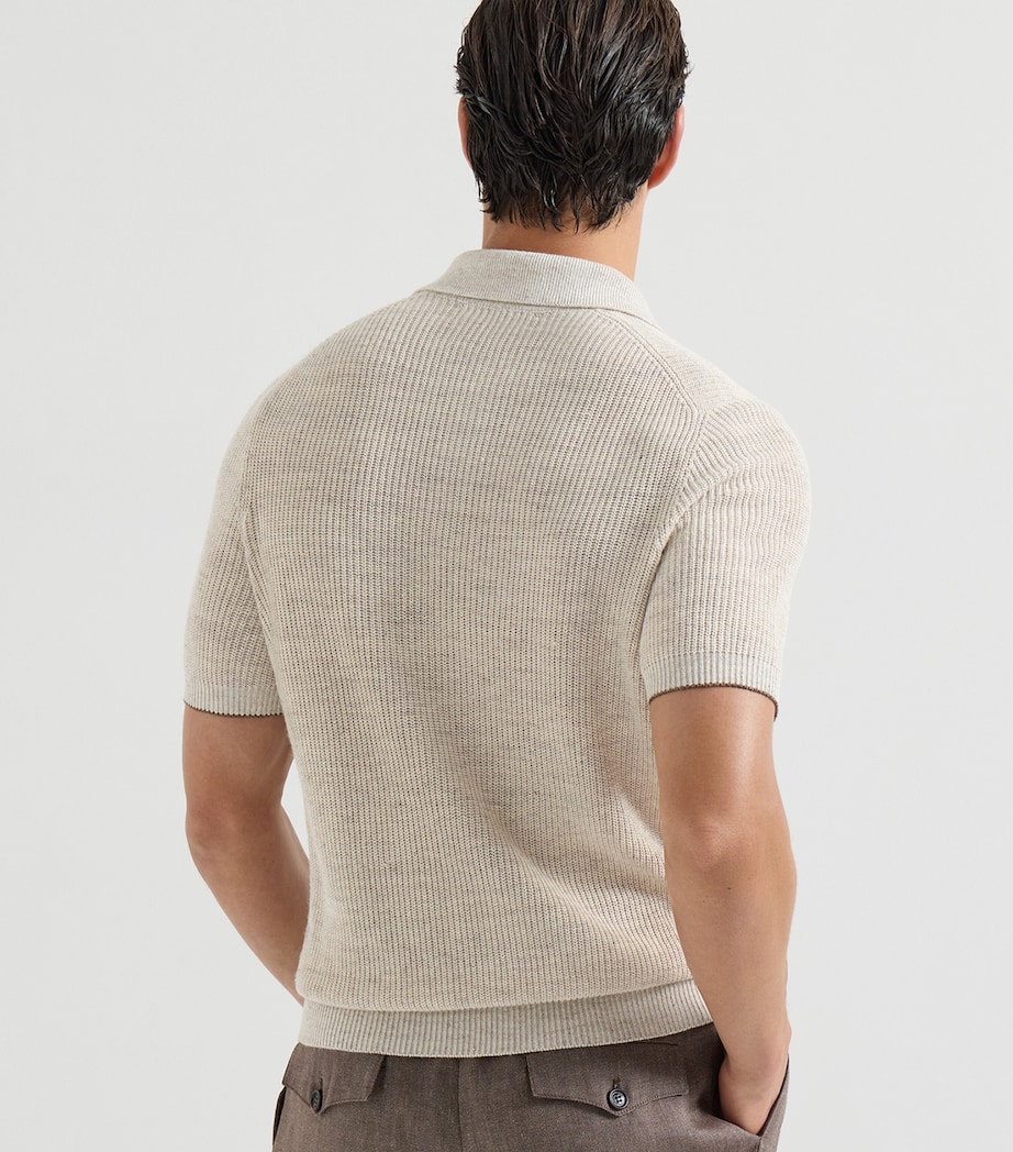 Brunello Cucinelli Mens Linen-Cotton Knitted Polo Sweater Image 5