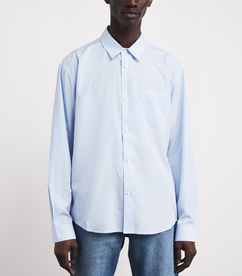 FRAME Mens Relaxed Stripe Shirt Blue Stripe Image 4
