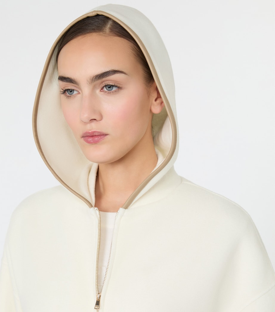 Max Mara Womens Virgin Wool-Blend Zip-Up Hoodie White Image 5