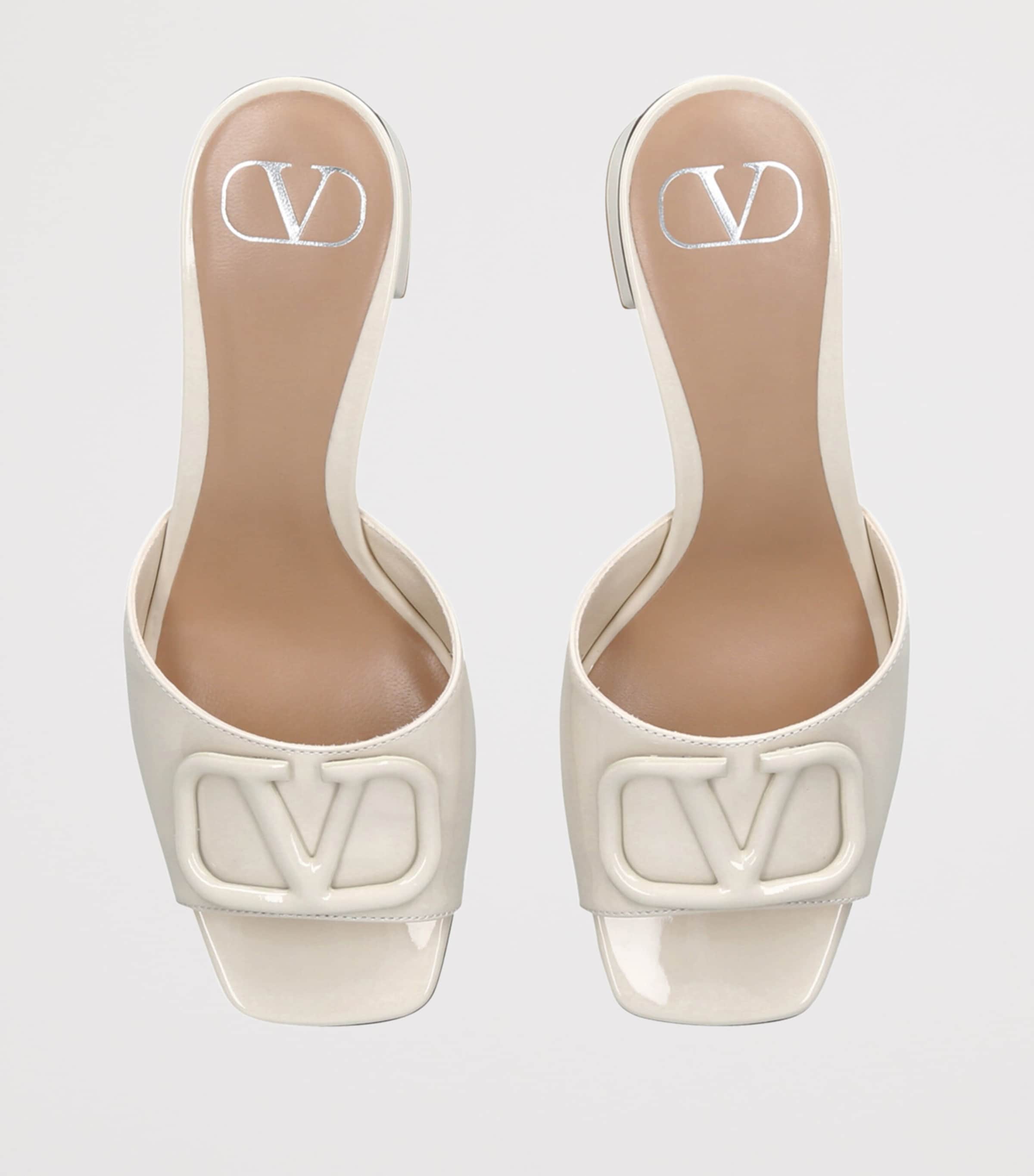 Patent Leather VLogo Mules 60 WHITE Image 4