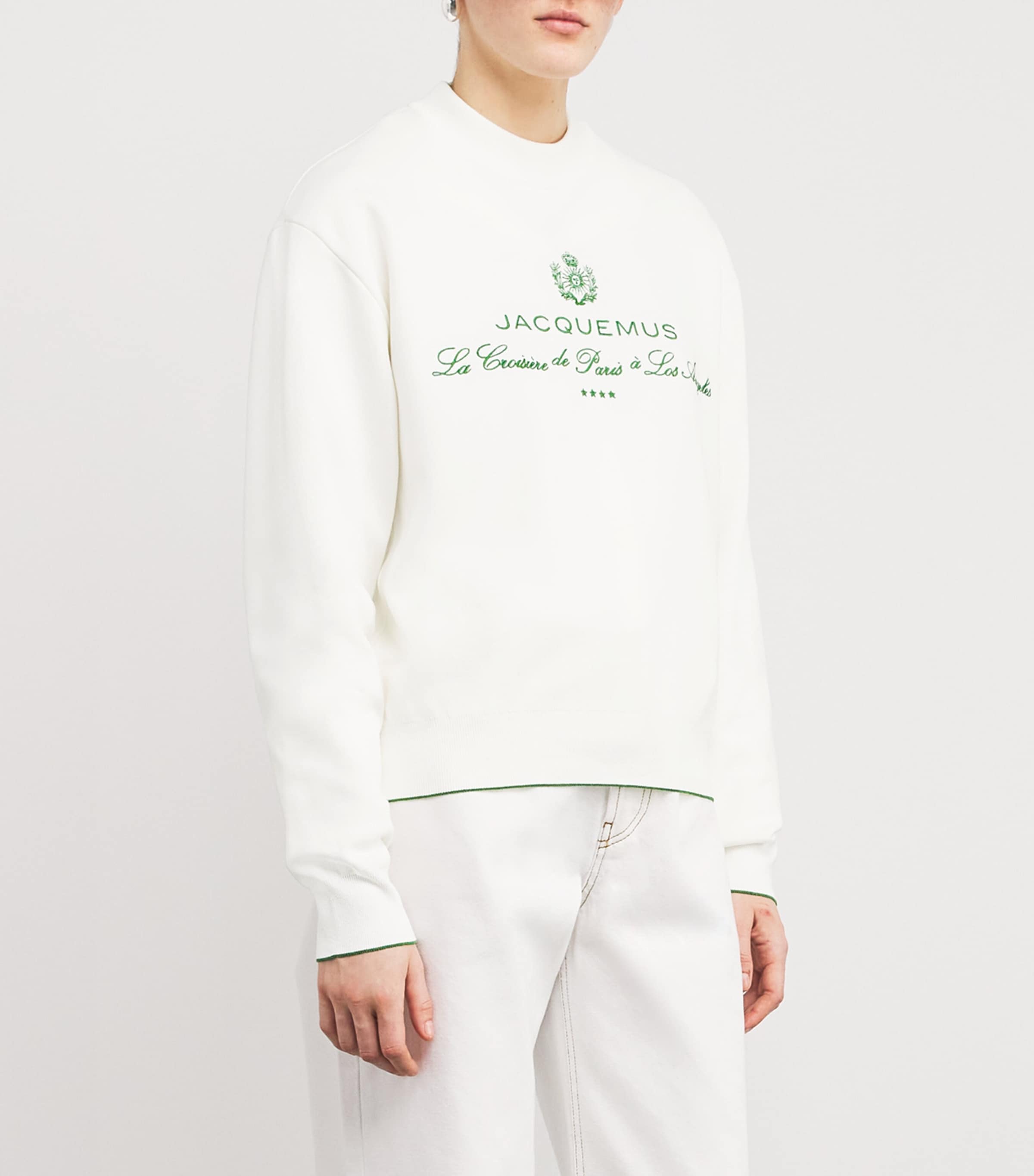 Jacquemus Womens Embroidered Logo Sweatshirt Hotel White Image 3