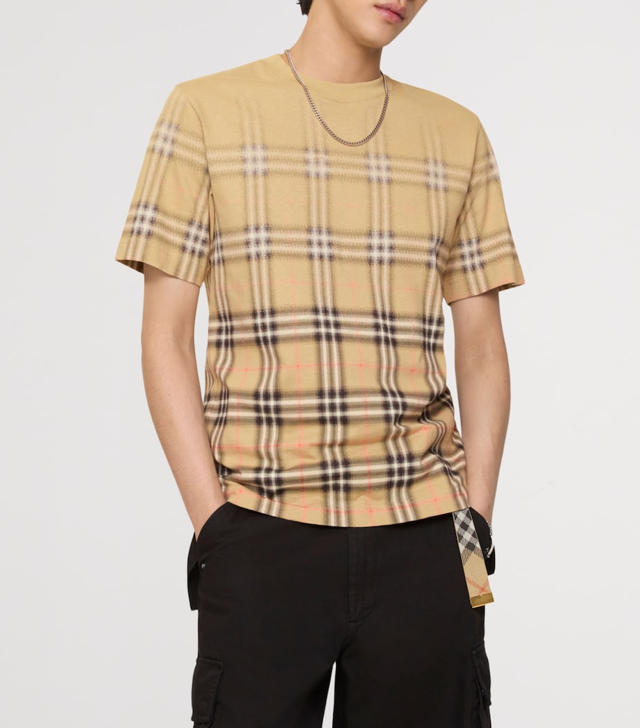 Cotton Gradient Check T-Shirt SAND IP CHECK Image 2