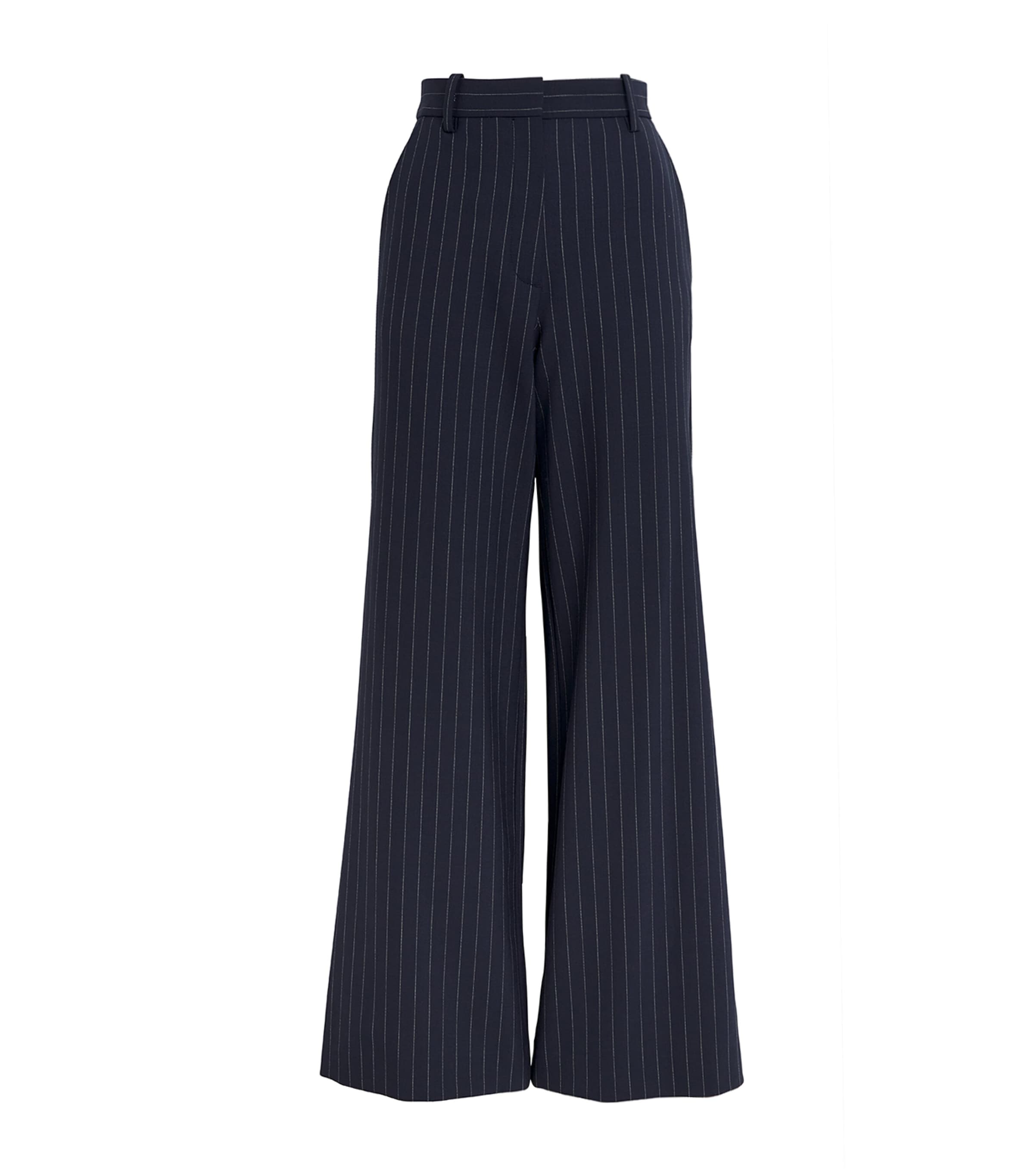 Shop Maje Pinstripe Wide-leg Tailored Trousers In Blue