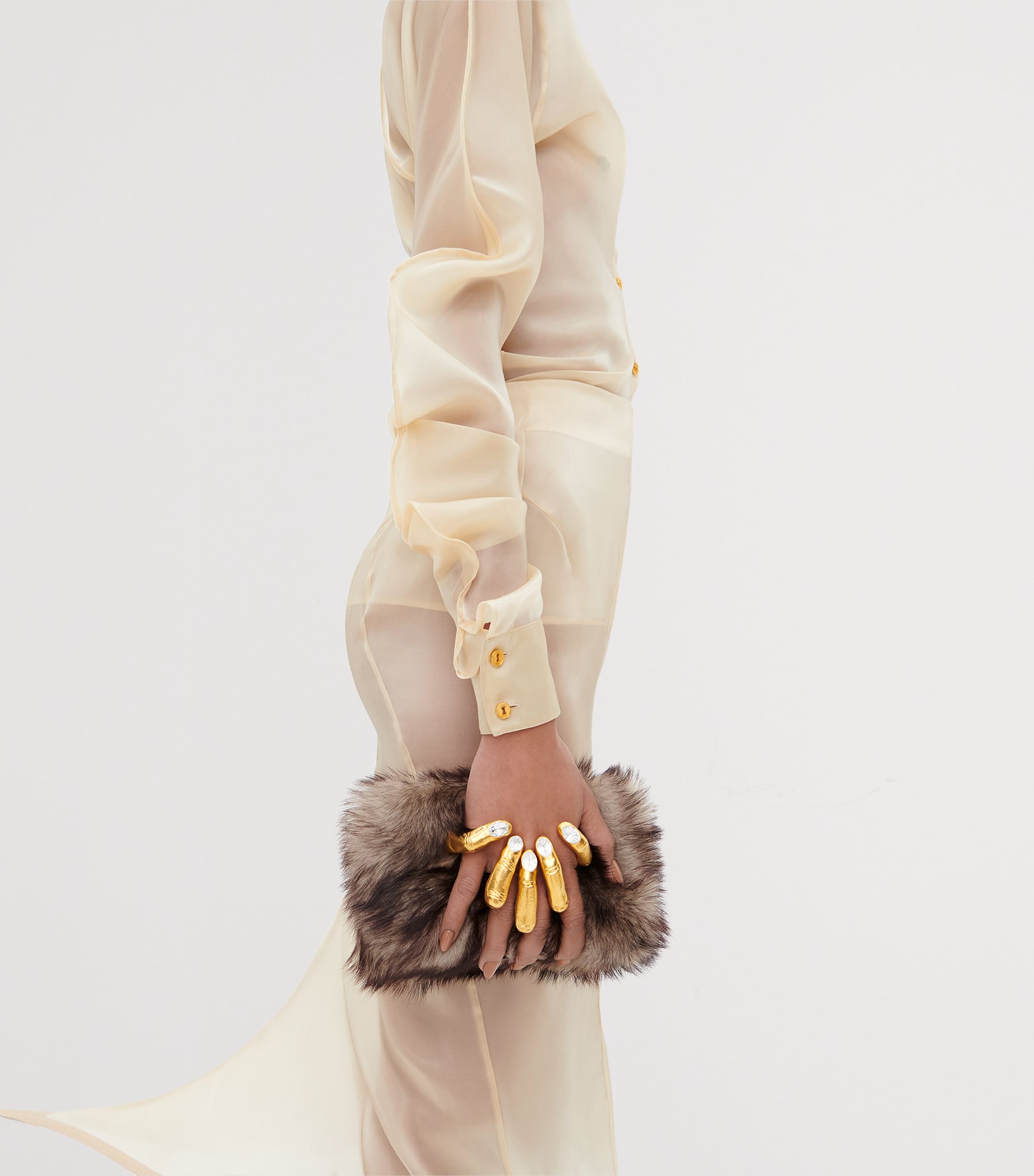 Schiaparelli Womens Sheer Demi-Lune Midi Skirt Nude Image 4