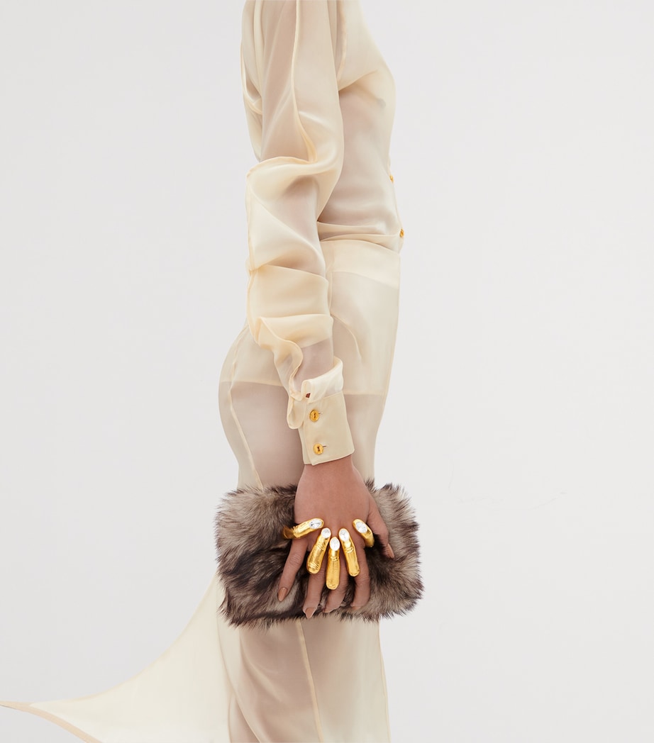Schiaparelli Womens Sheer Demi-Lune Midi Skirt Nude Image 4