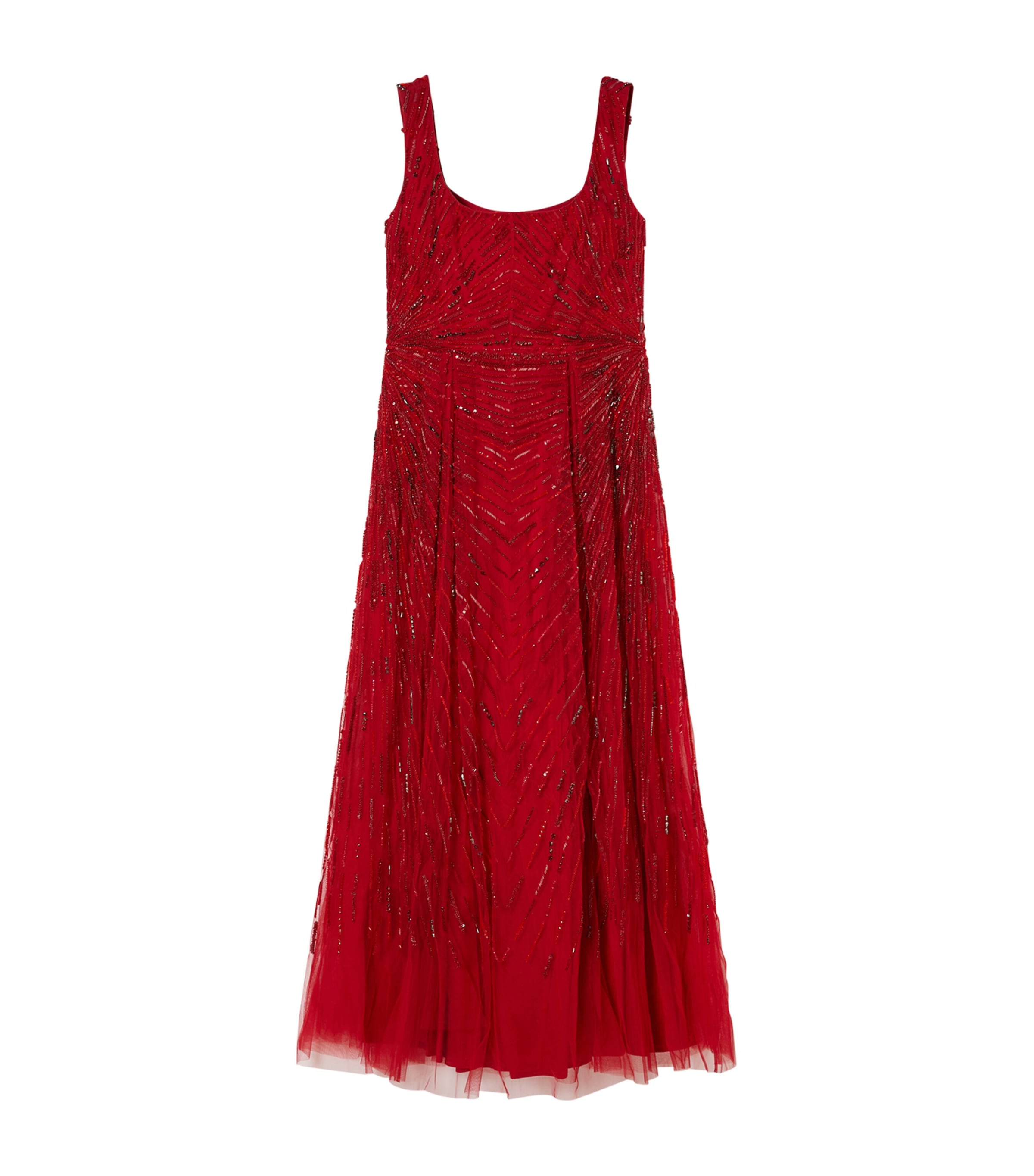 Marina Rinaldi Tulle Embellished Maxi Dress In Red