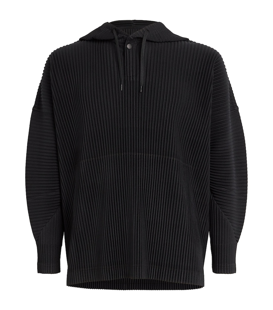 Homme Plissé Issey Miyake Mens Pleated Hoodie Black Image 1