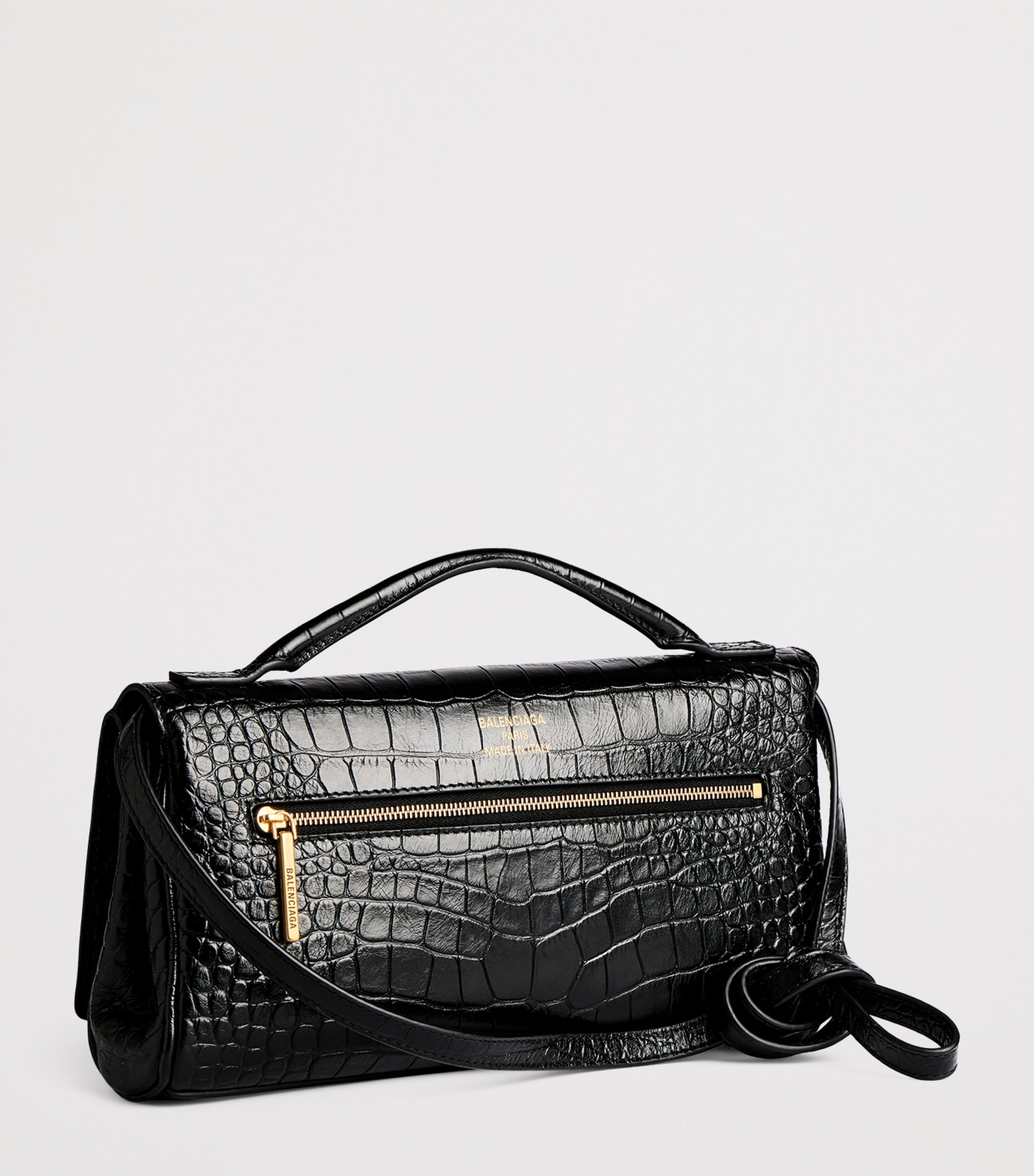 Balenciaga Croc-Embossed Calfskin Bel Air Clutch Bag Image 4
