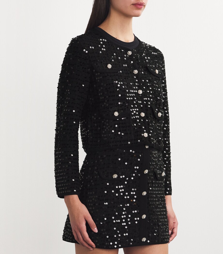 Sequinned Cardigan BLACK Image 3
