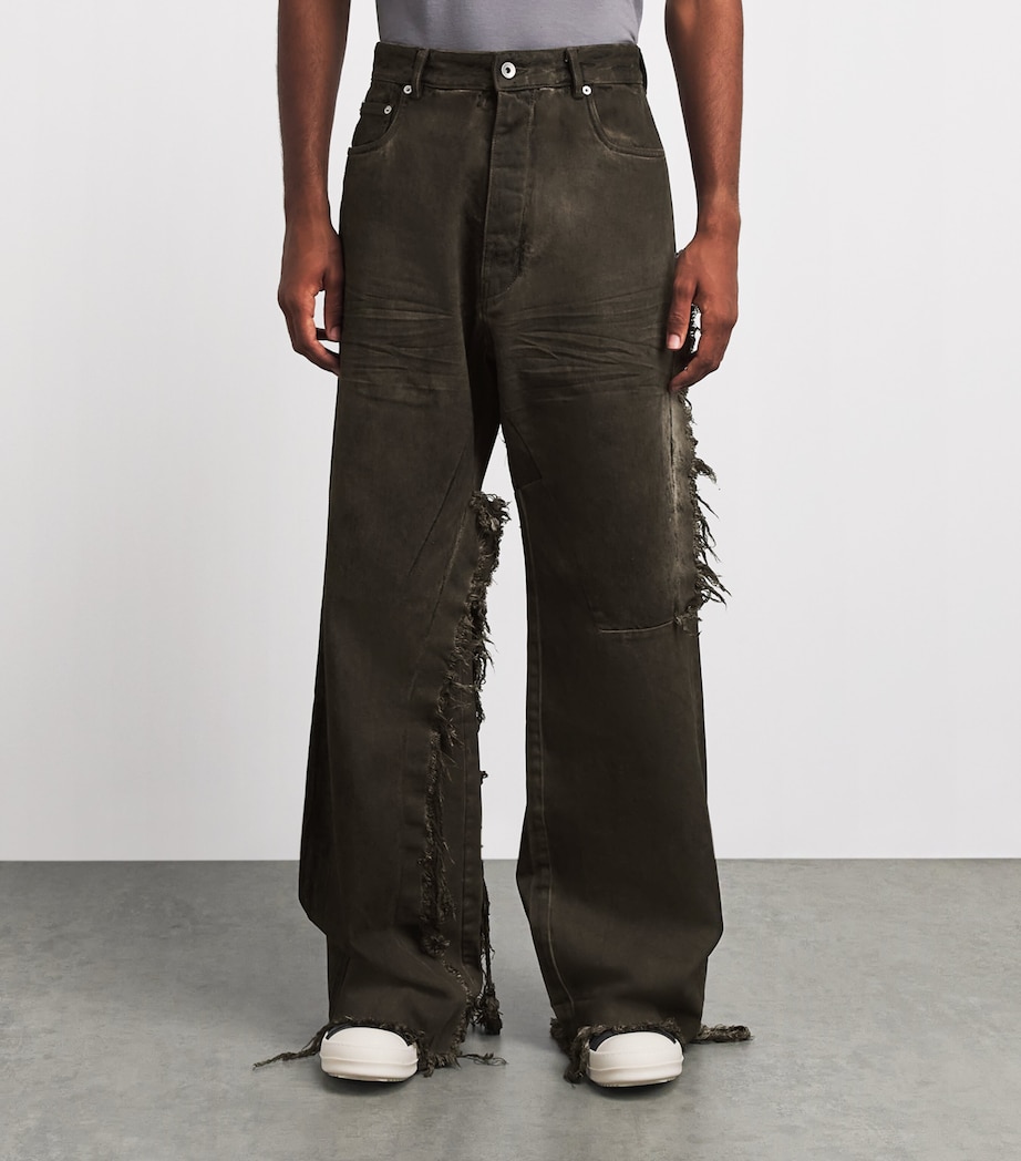 Rick Owens Mens Wide-Leg Geth Jeans Dust Combo Image 4