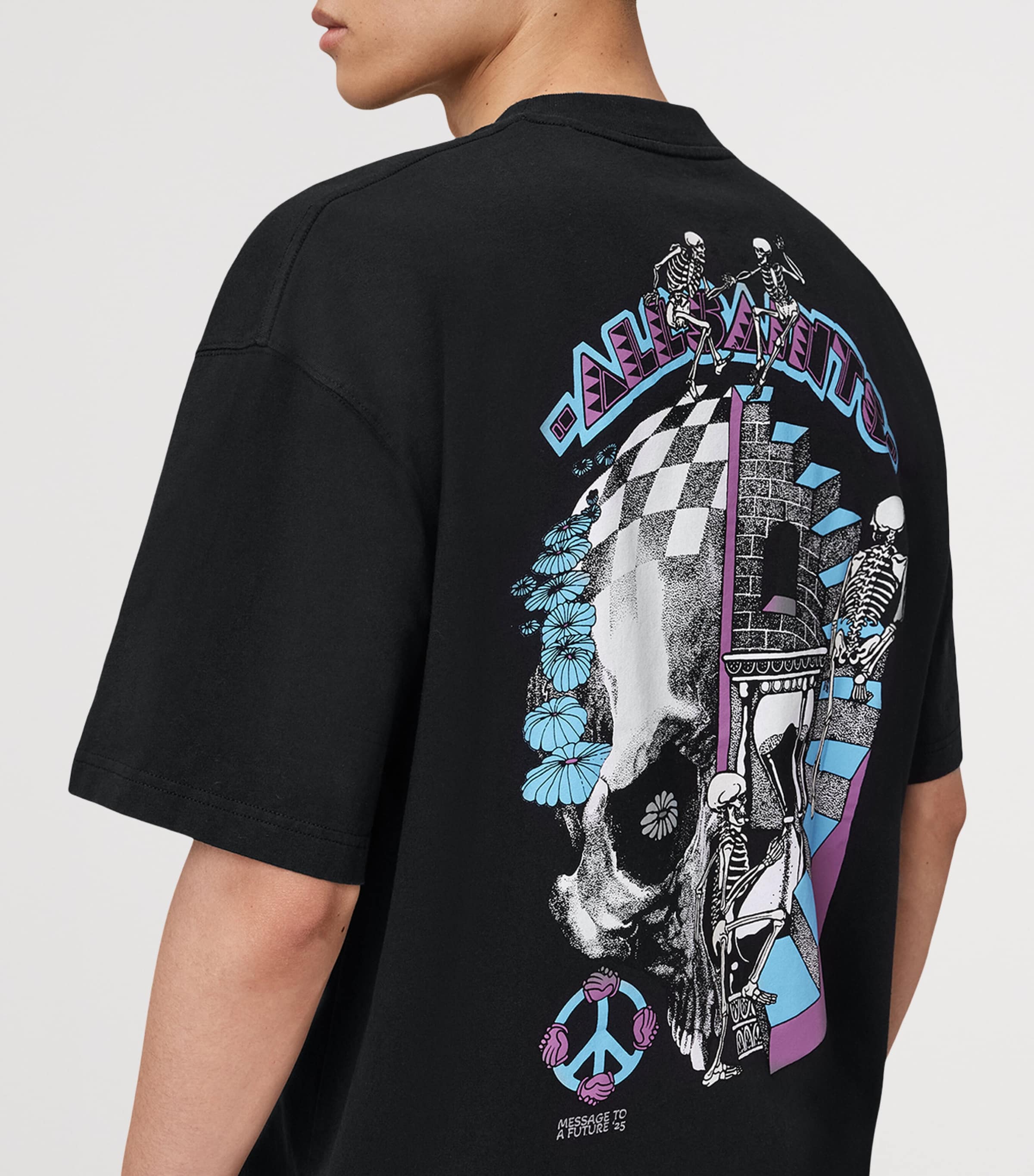AllSaints Mens Organic Cotton Reincarnate T-Shirt Washed Black Image 2