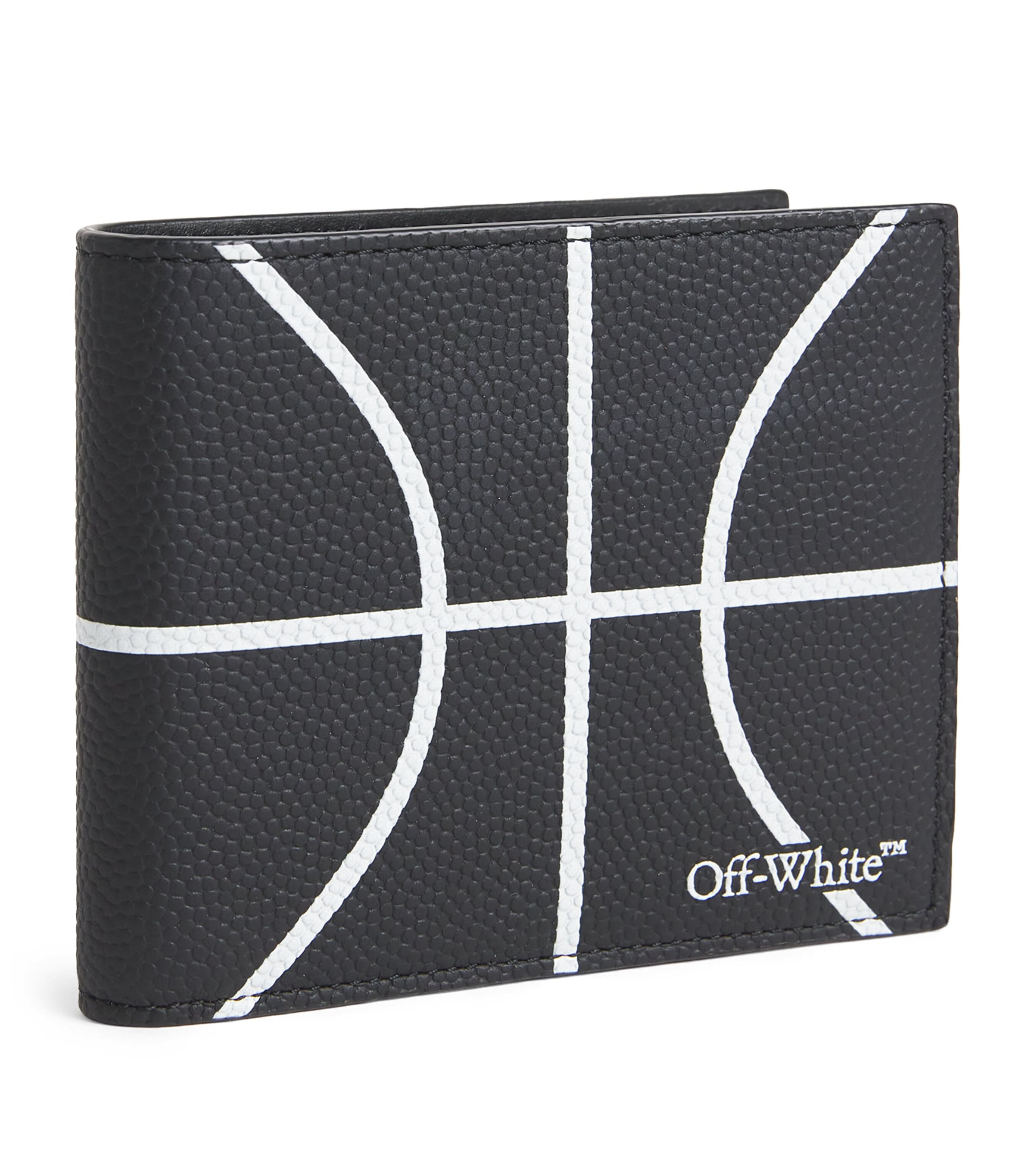 Off-white Leather Basketball Bi-fold Wallet In Black