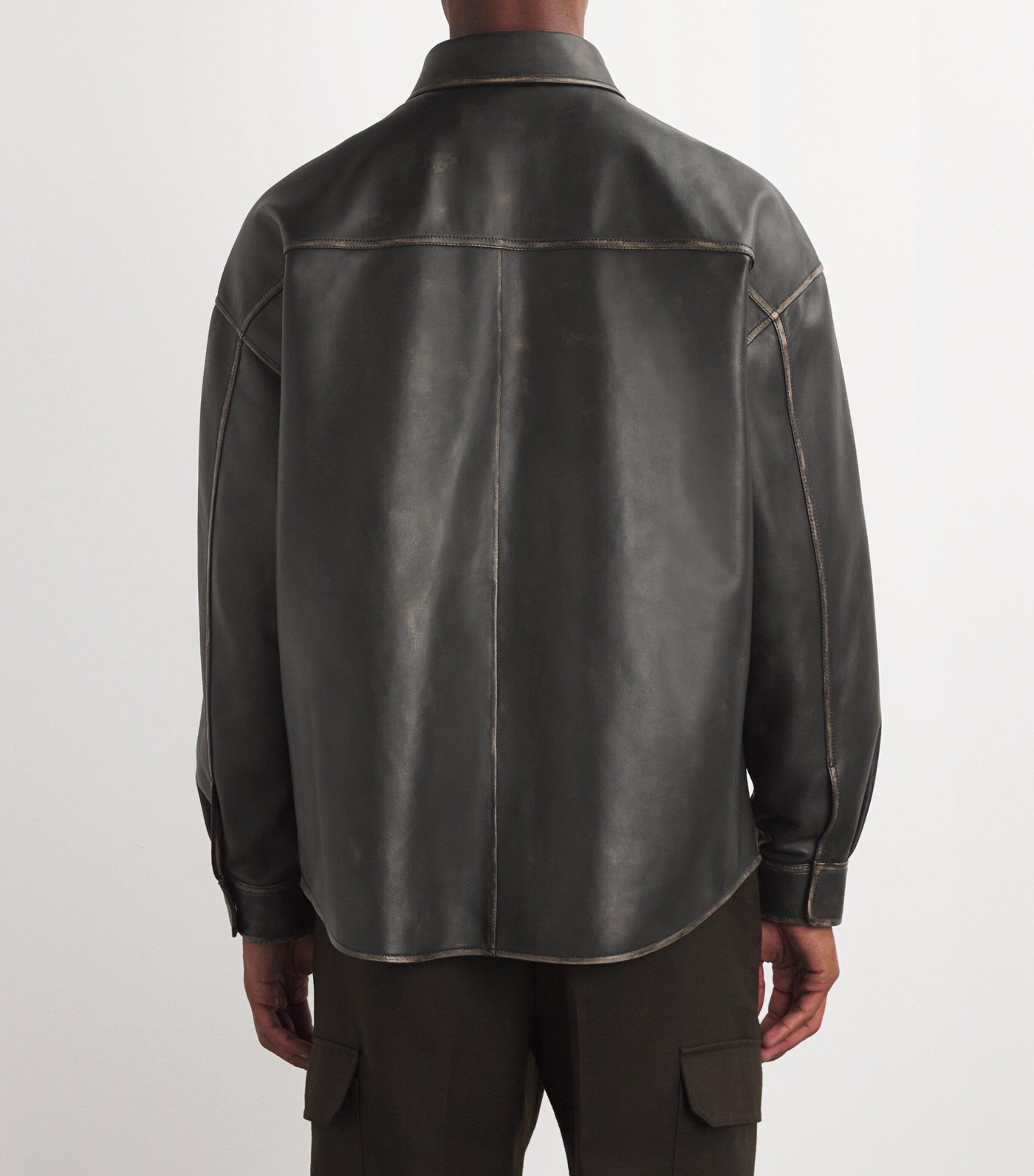 Leather Overshirt BLACK WASHED Image 4
