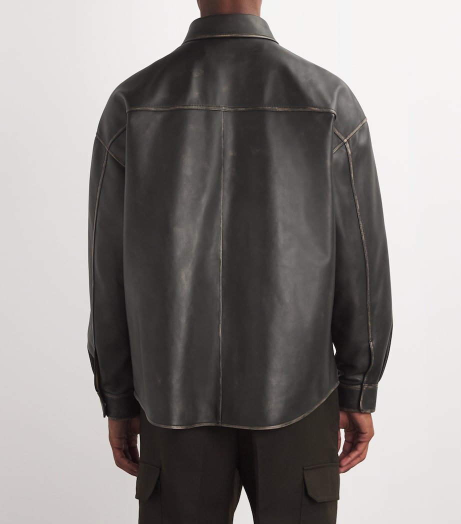 Leather Overshirt BLACK WASHED Image 4