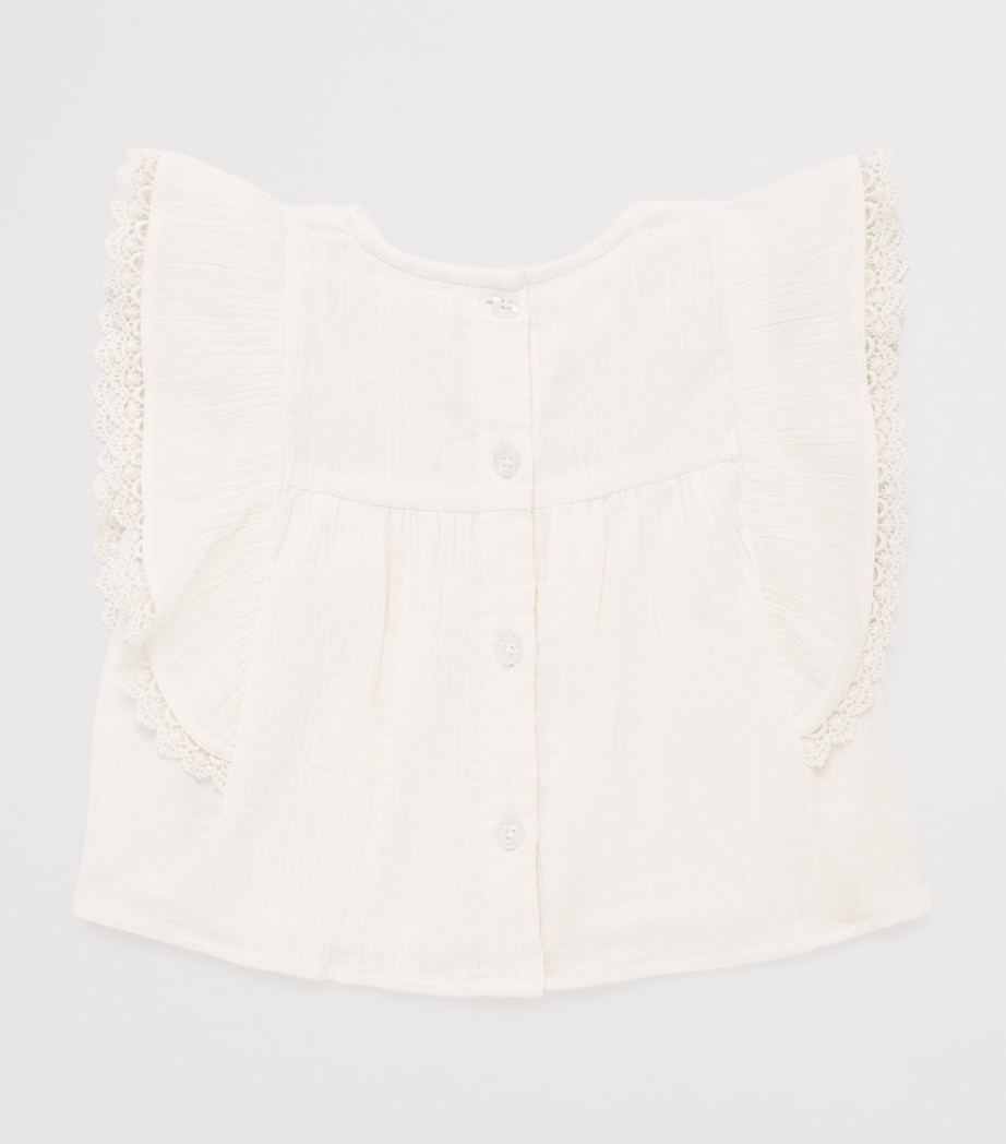Louise Misha Cotton Embroidered Malya Blouse (6-24 Months) White Image 2