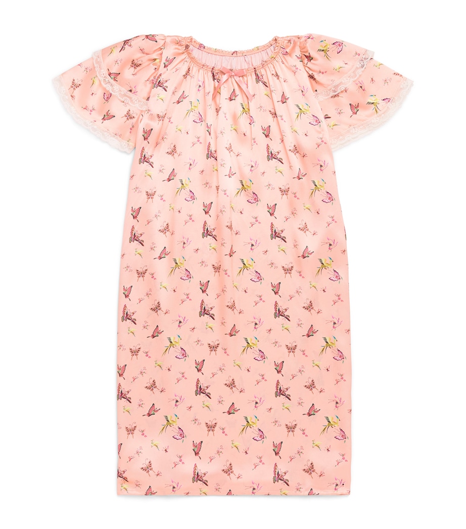 Amiki Silk Agnes Nightdress (2-14 Years) Dusty Pnk Bttrfls Image 1