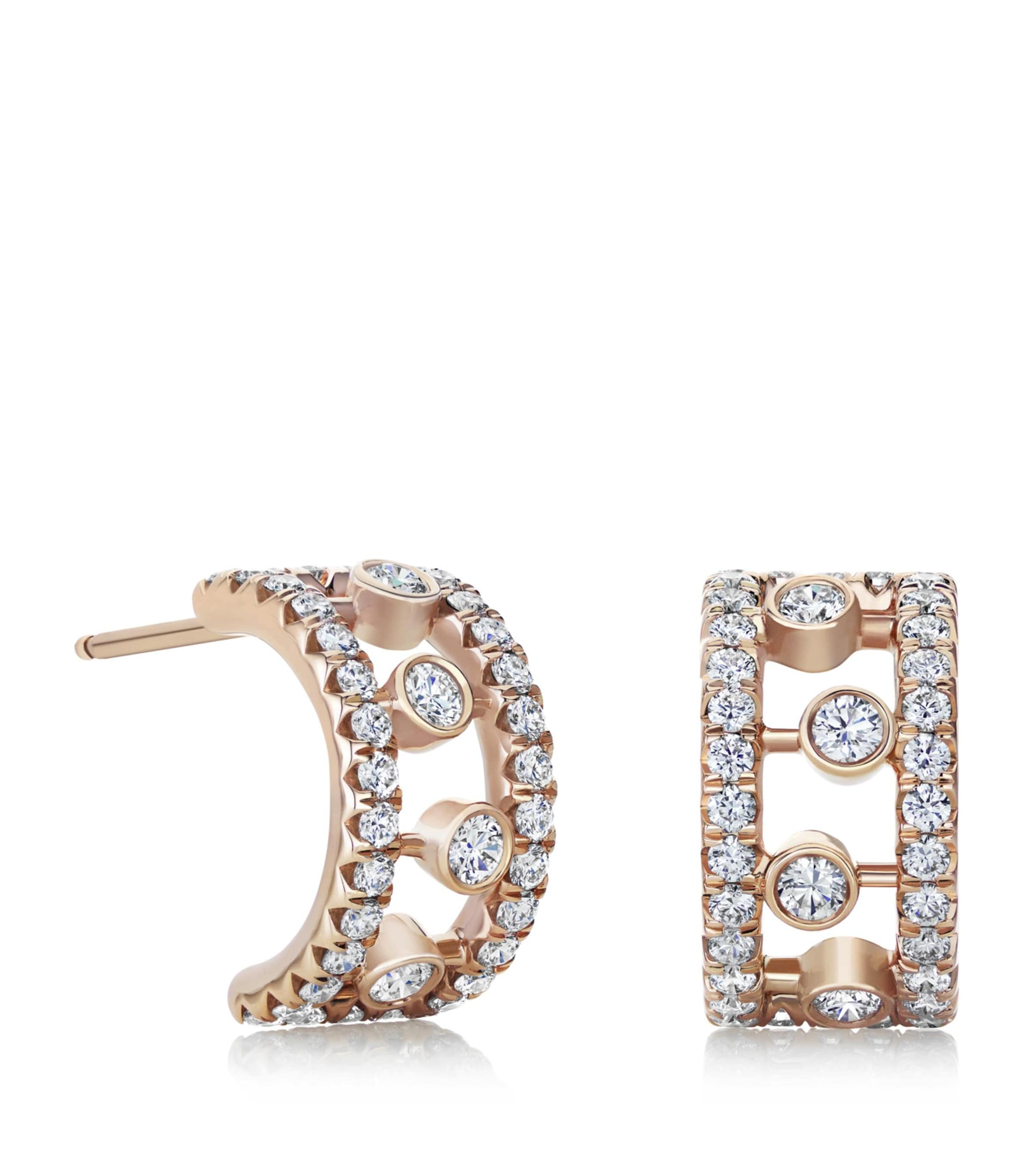 Shop De Beers Rose Gold And Diamond Dewdrop Earrings