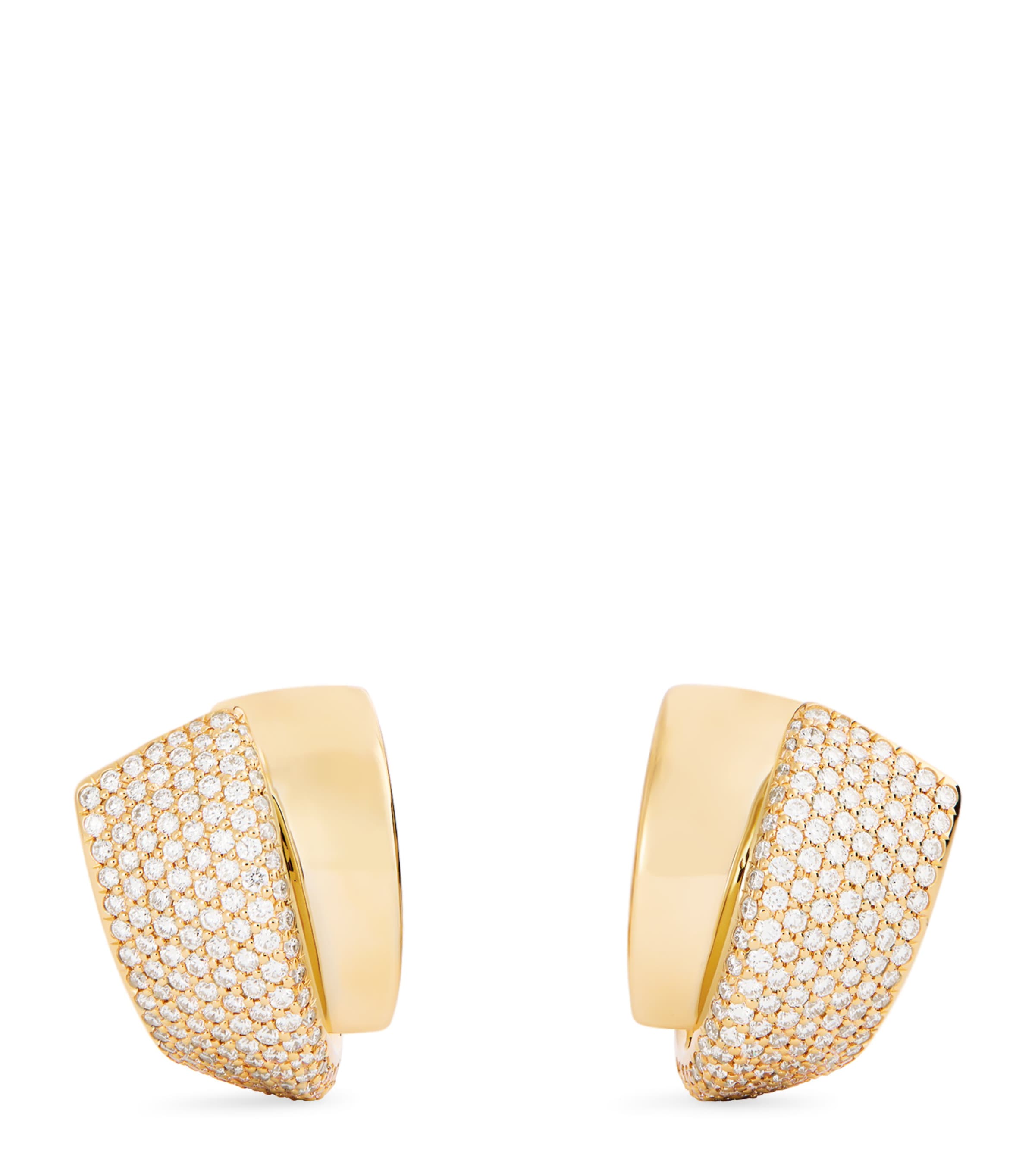 Engelbert Large Yellow Gold And Diamond Divino Earrings