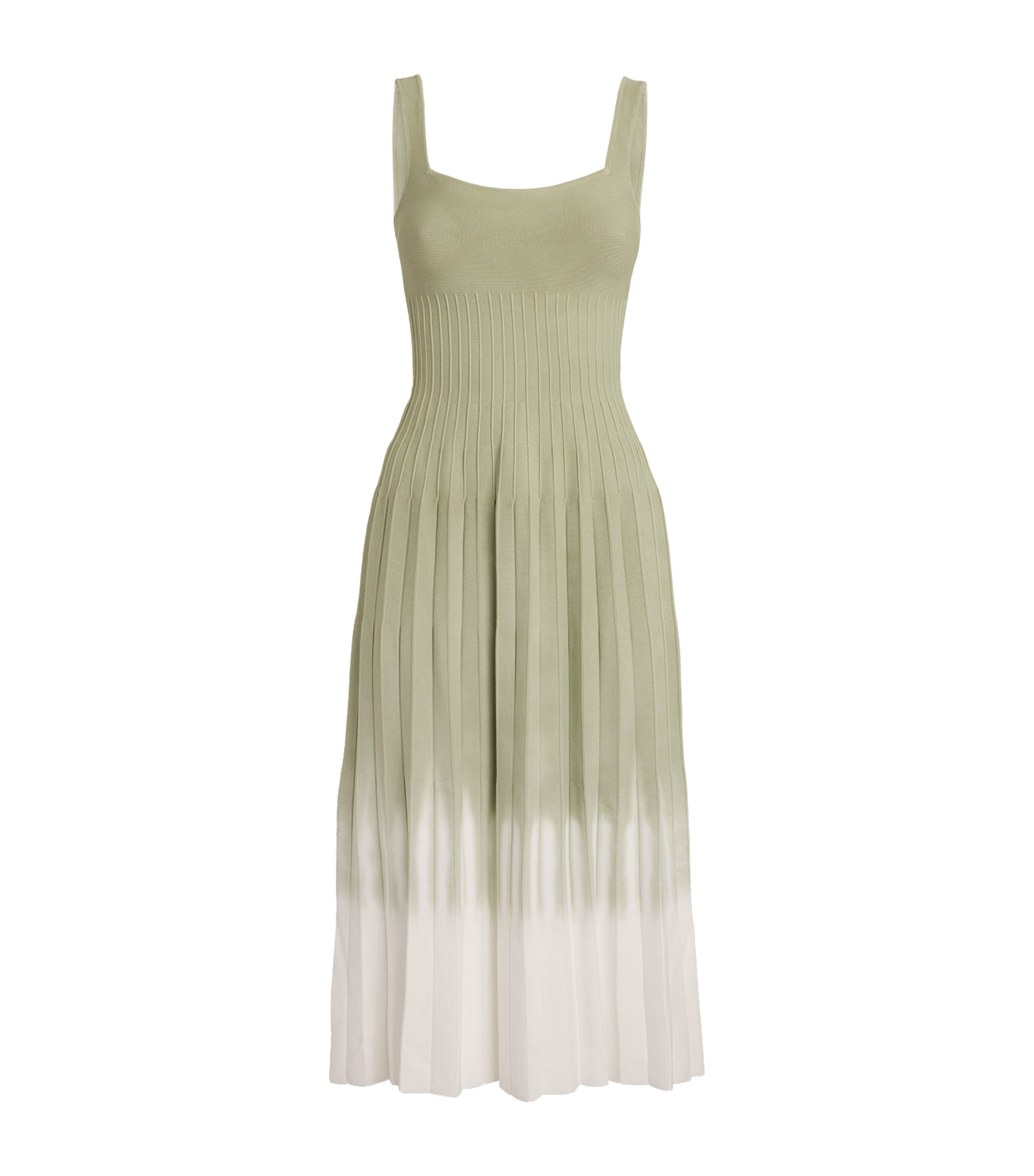 Staud Knitted Ellison Midi Dress In Green