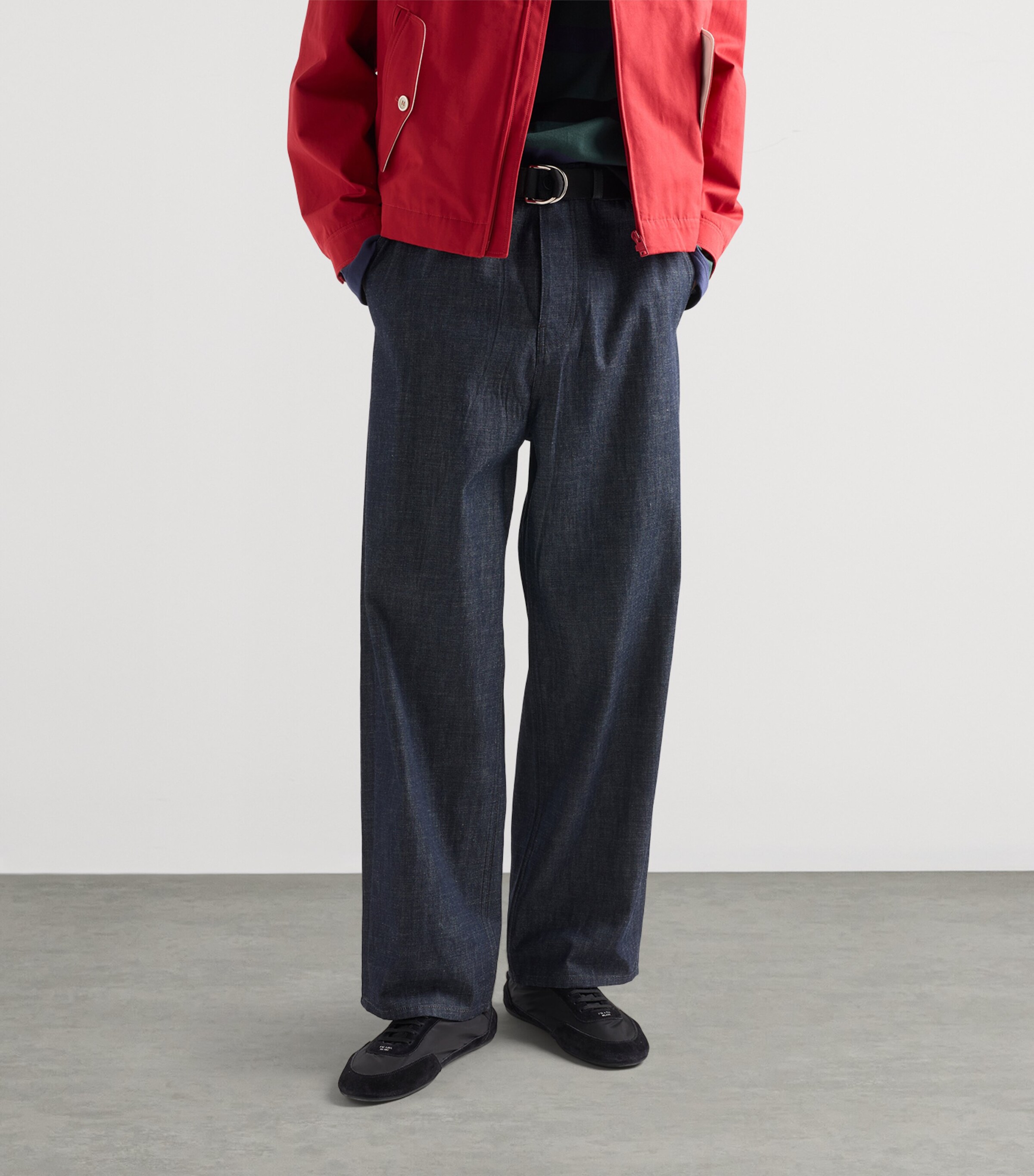 Prada Mens Regular-Fit Raw Denim Jeans Image 3