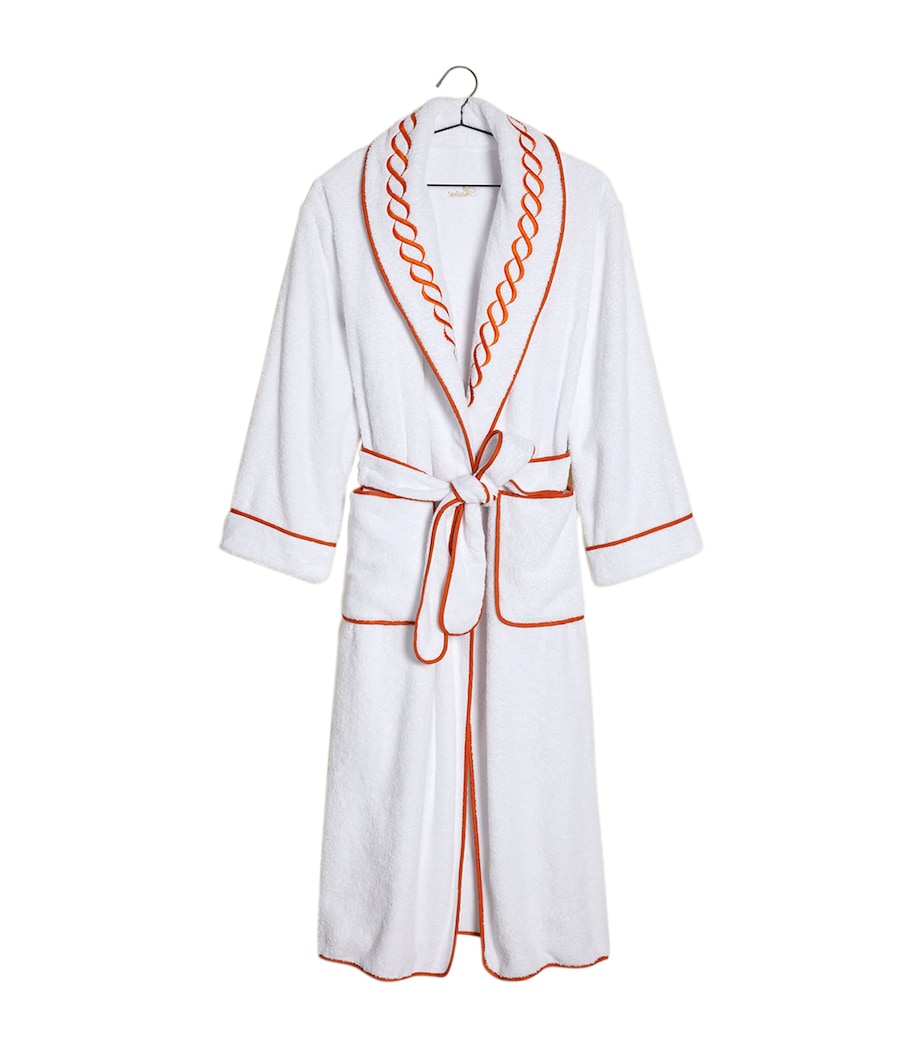 Pratesi Cotton Treccia Bathrobe (Small) White/orange Image 3