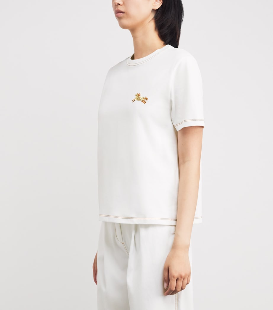 Sandro Paris Womens Cotton Embellished T-Shirt White Image 3