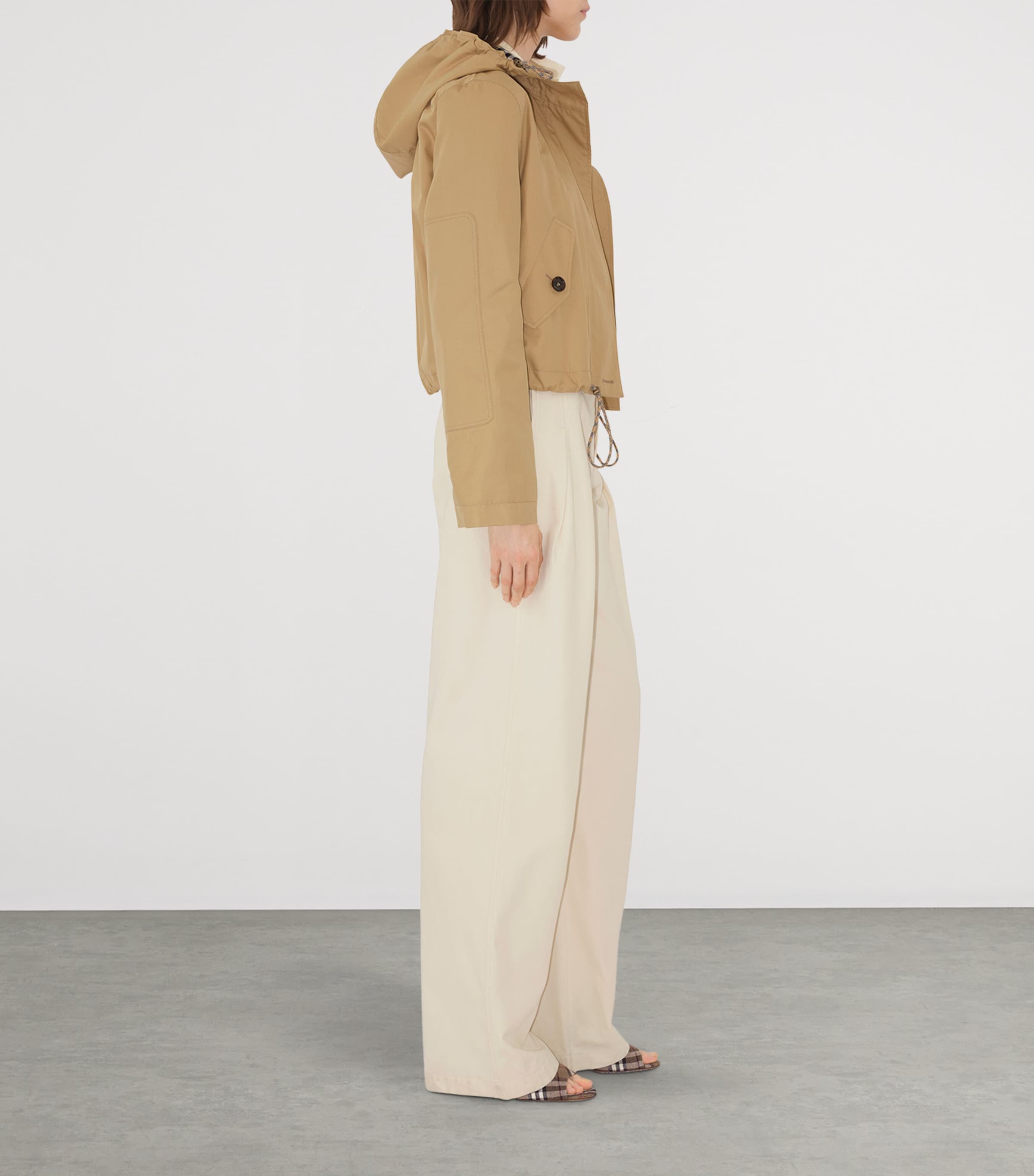 Gabardine Cropped Parka FLAX Image 5