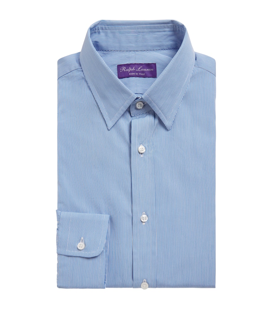 Ralph Lauren Purple Label Mens Cotton Stripe Philip Shirt Blue Image 1