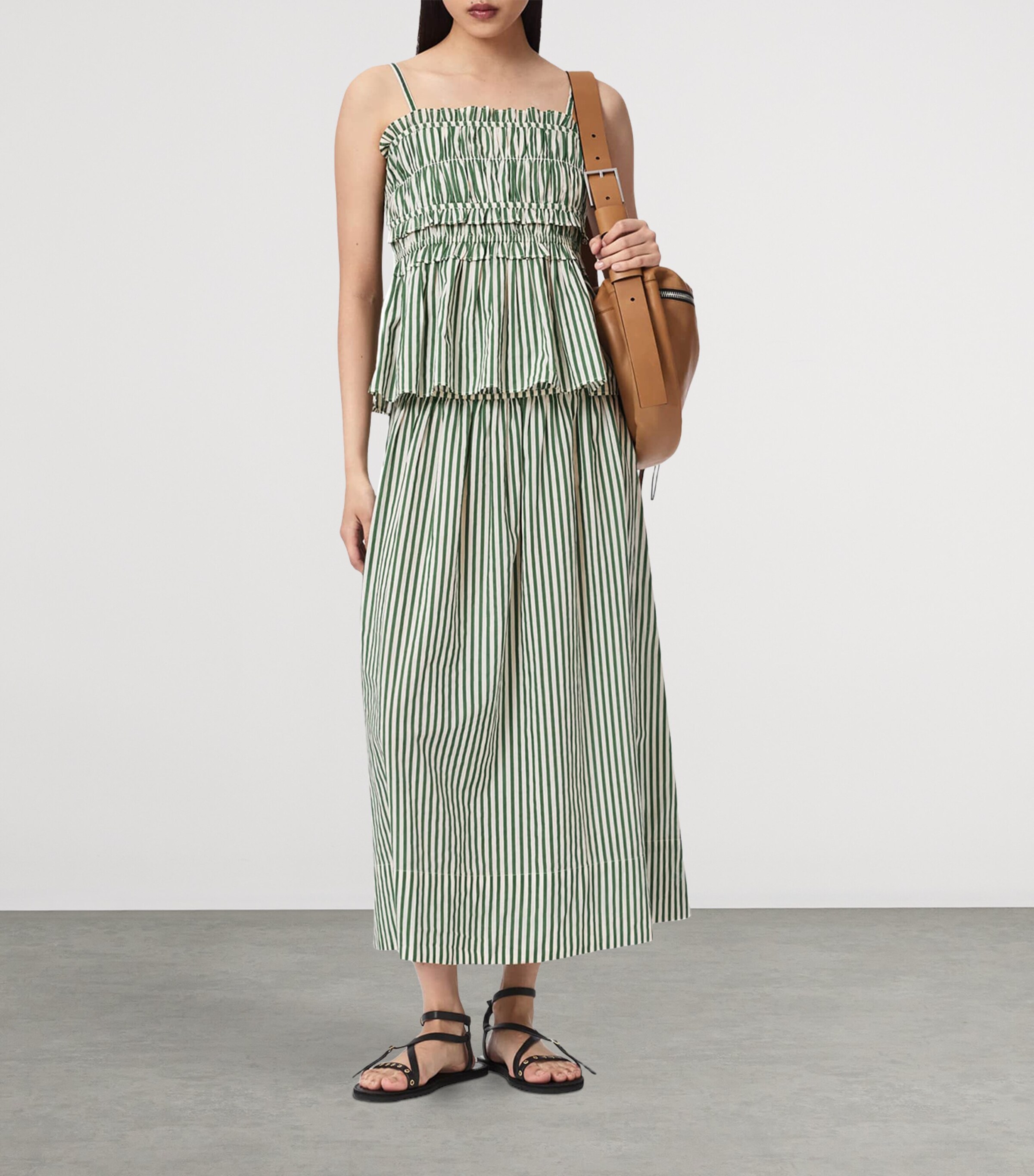 AllSaints Womens Organic Cotton Kali Maxi Skirt Apple Green/white Image 6