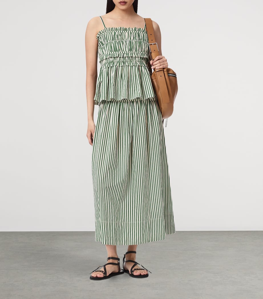 AllSaints Womens Organic Cotton Kali Maxi Skirt Apple Green/white Image 6