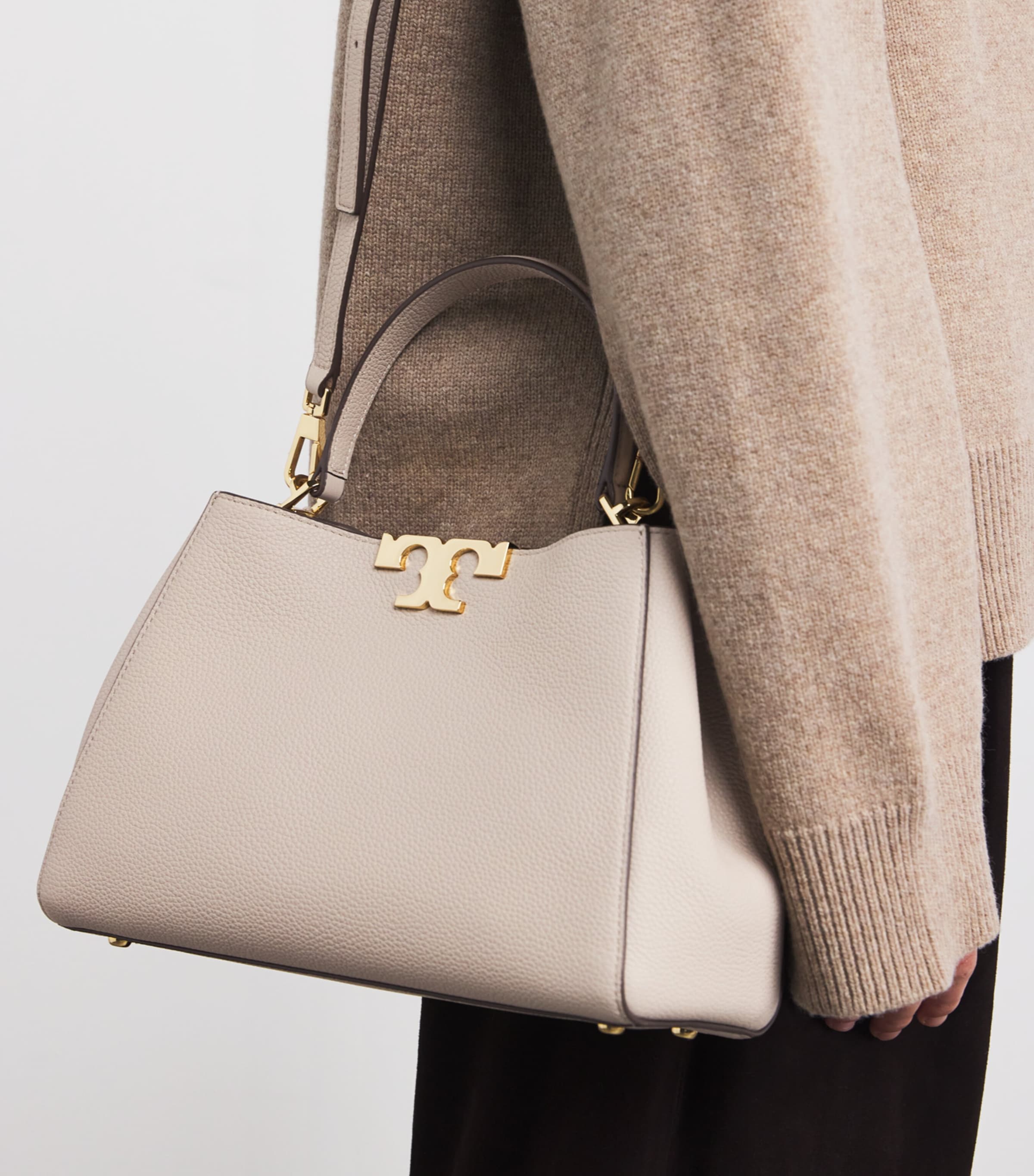 Medium Leather Eleanor Top-Handle Bag LIGHT STONE Image 5