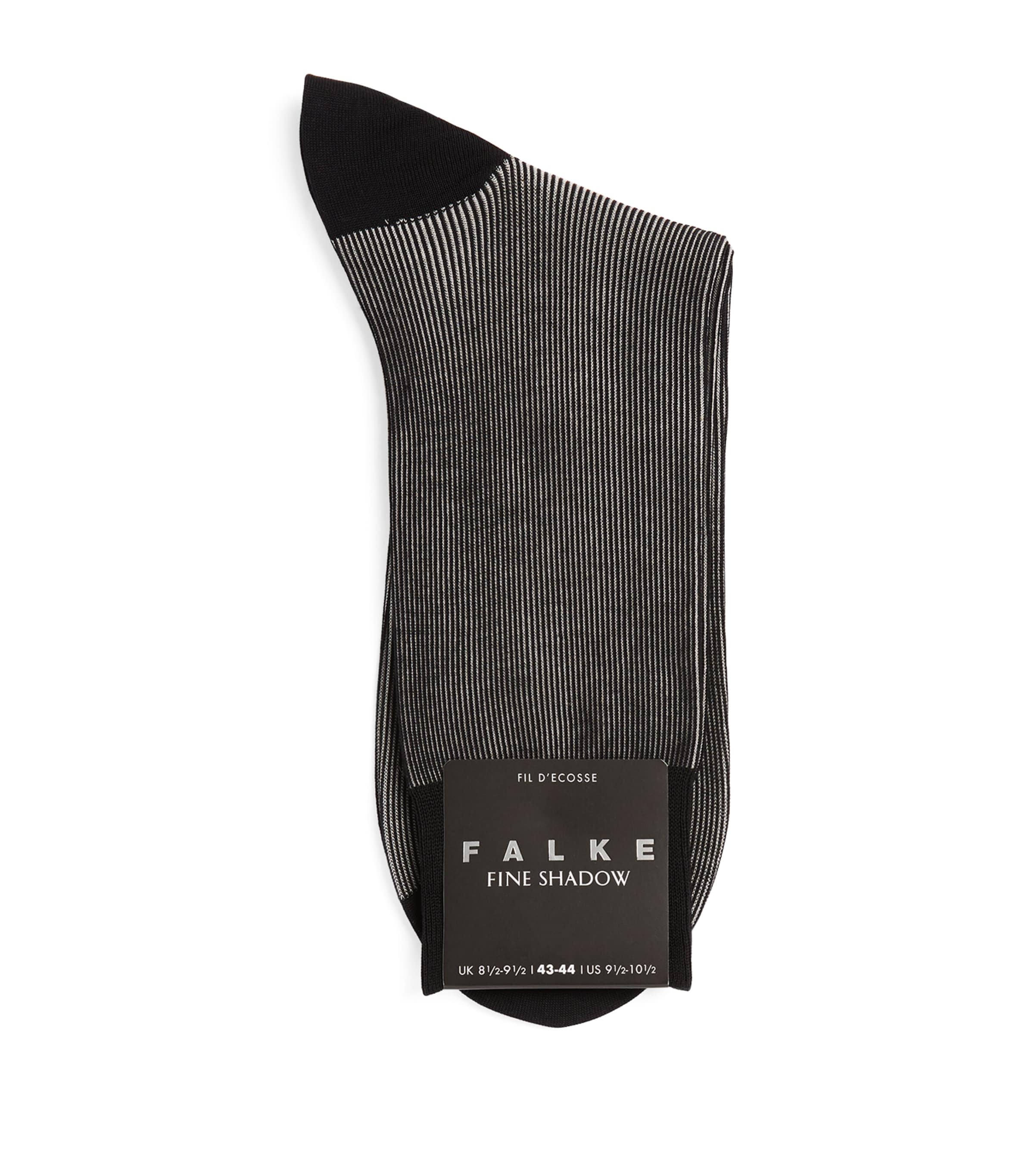 Falke Fine Shadow Ribbed Sock In Patterned Black