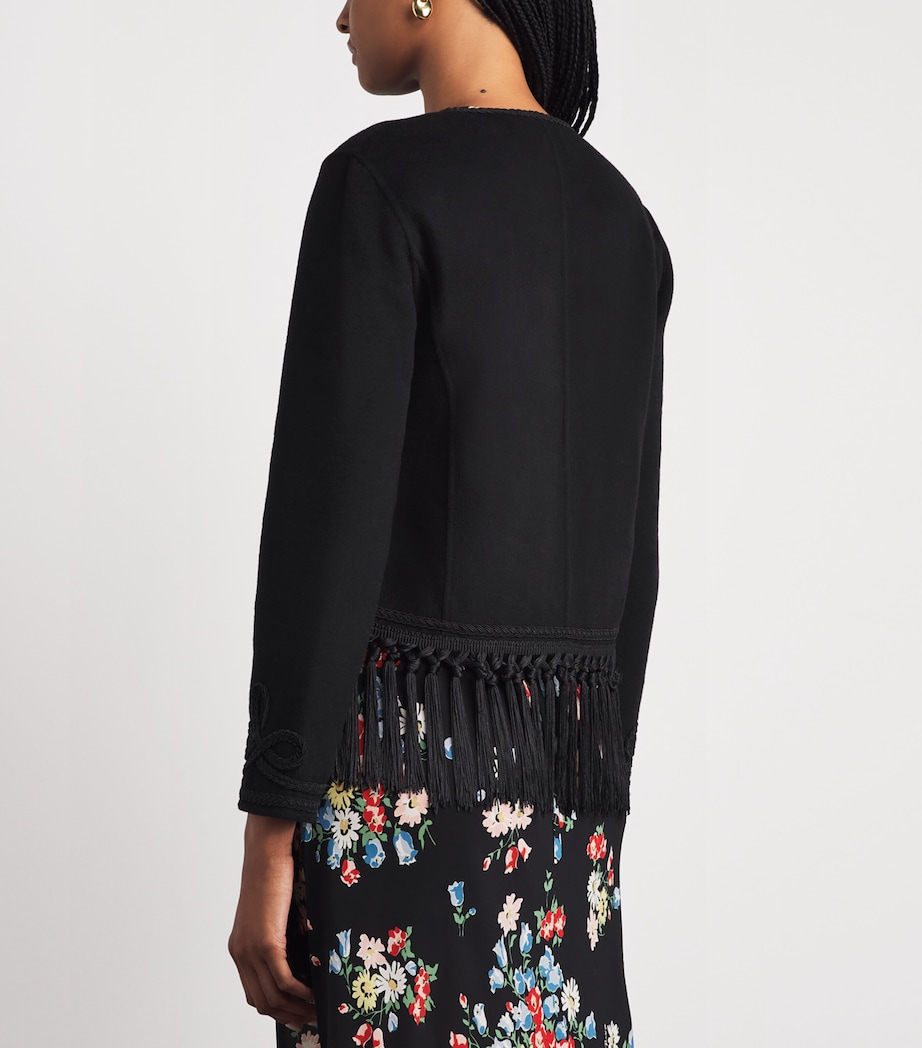 Rixo Womens Inga Fringed Jacket Black Image 5