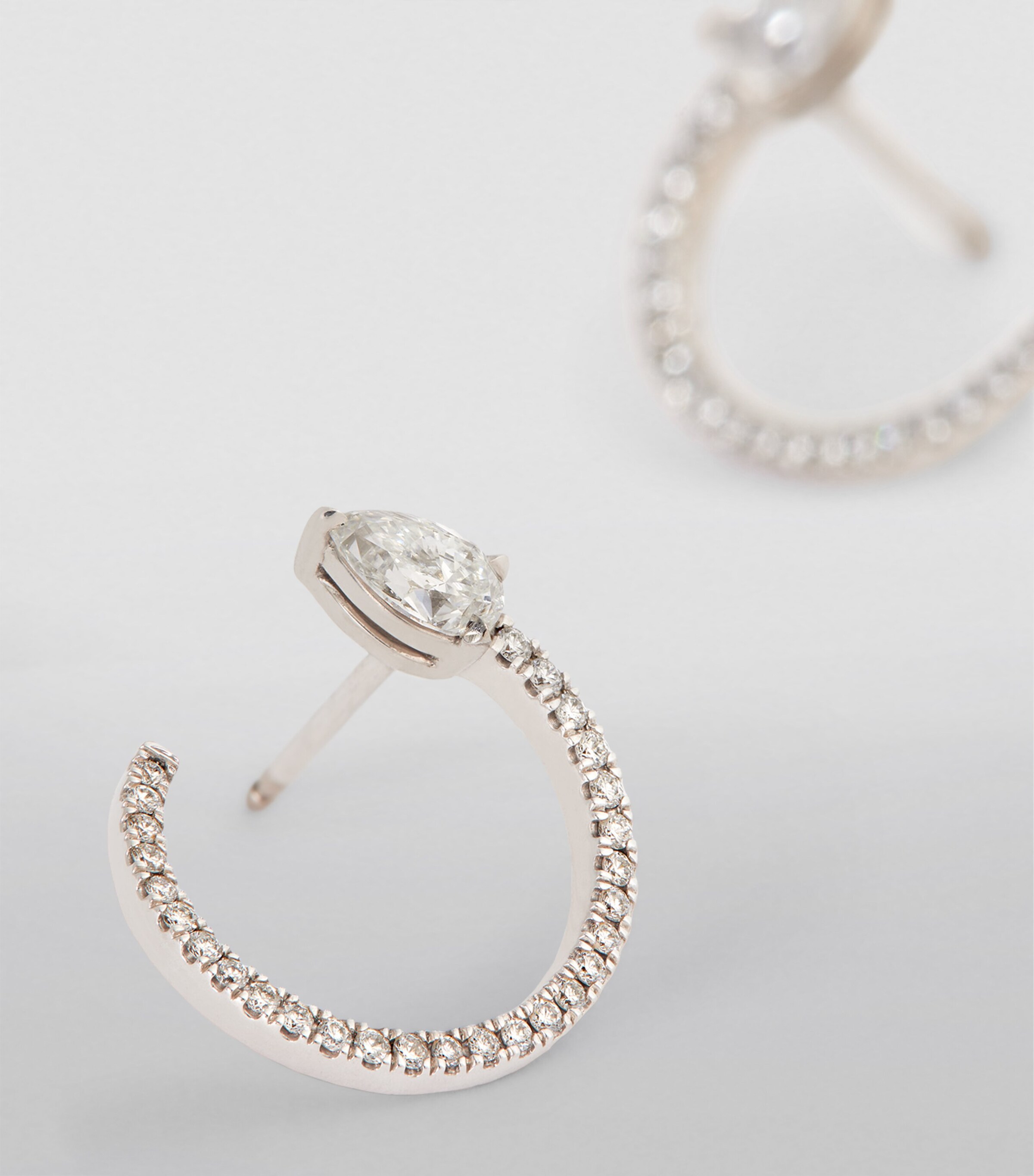 Engelbert White Gold and Diamond Moon Earrings White Gold Image 6