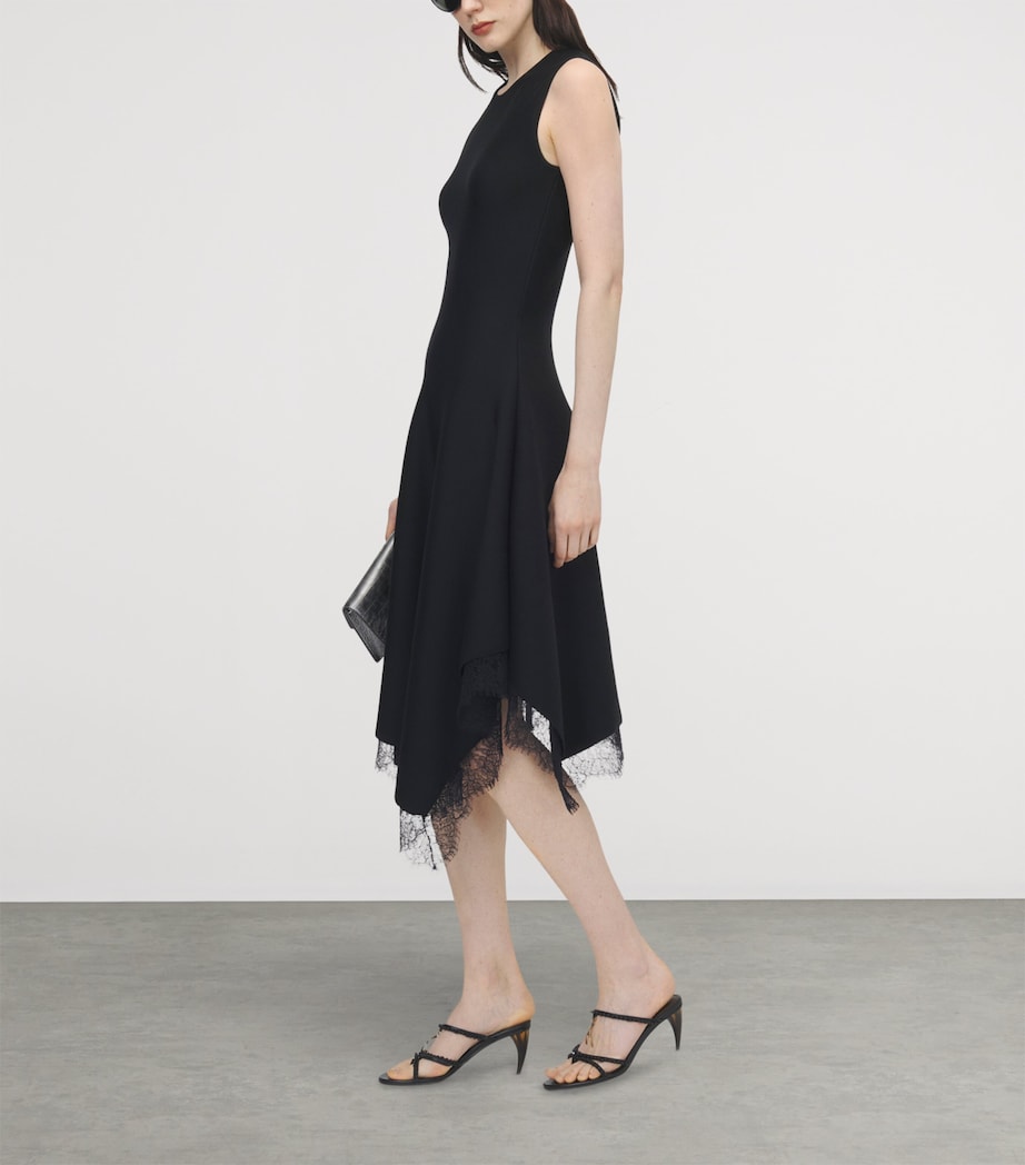 McQueen Womens Lace-Hem Sleeveless Midi Dress Image 4