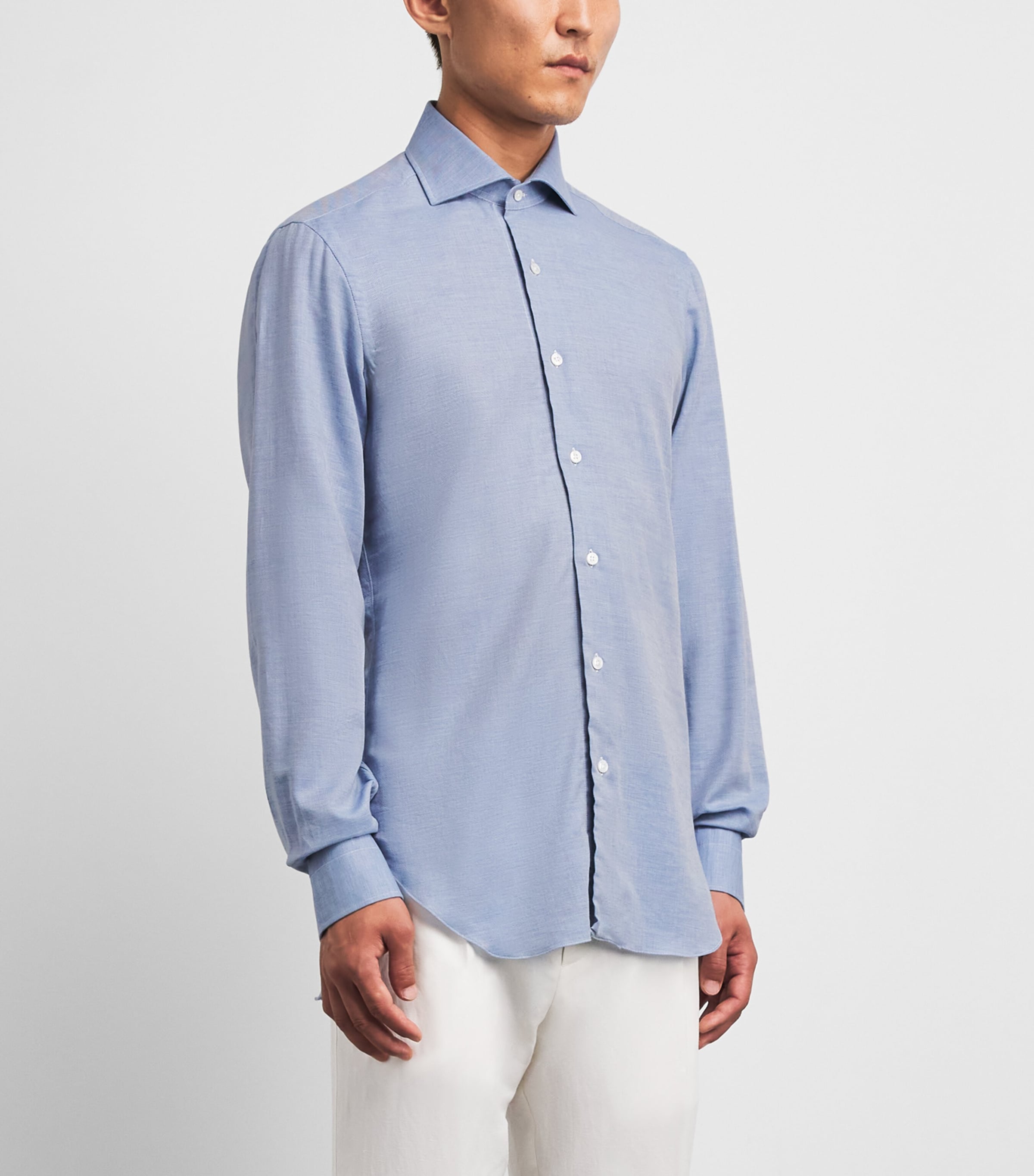 Barba Napoli Mens Cotton-Cashmere Shirt Blue Image 4