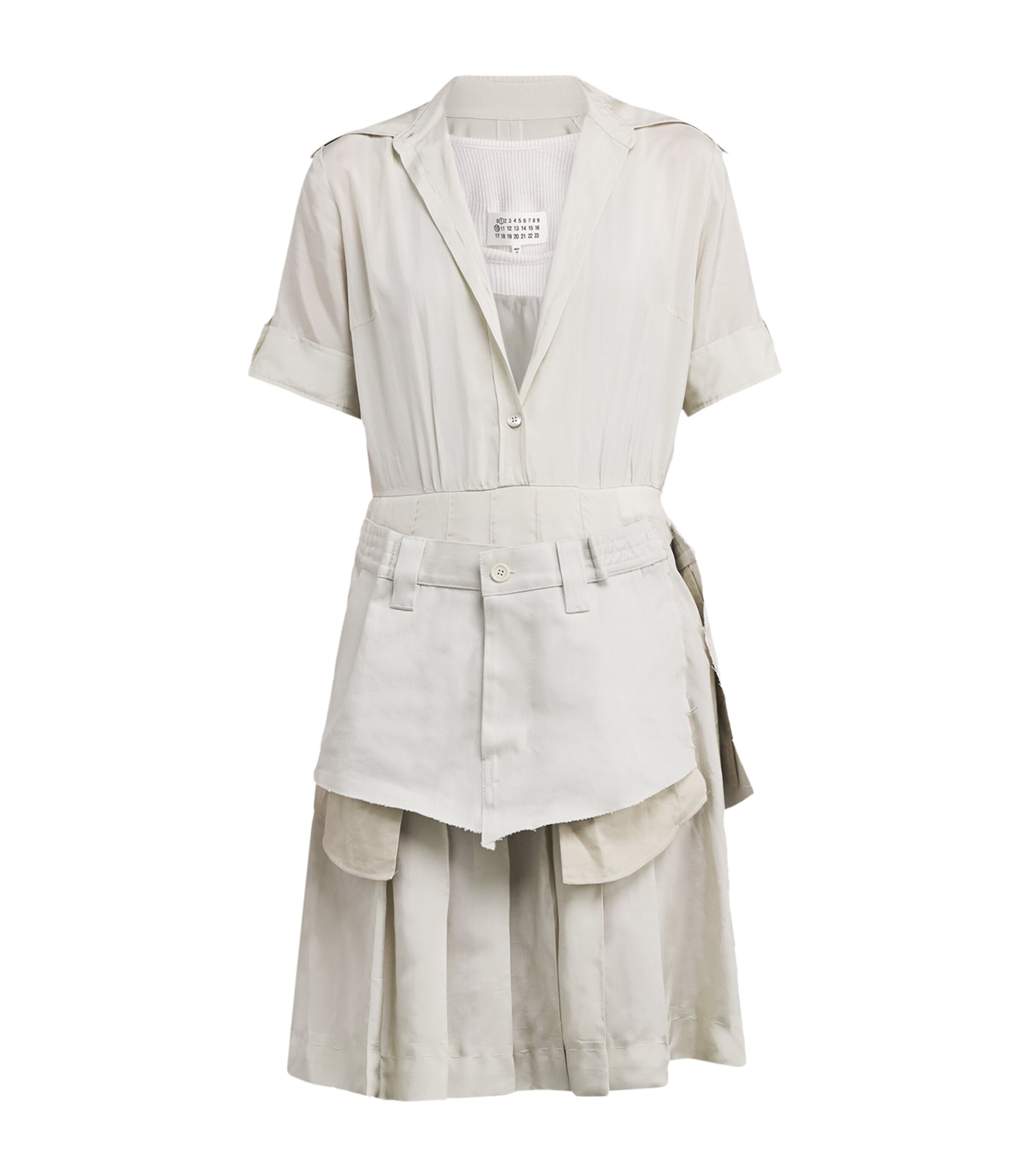 Maison Margiela Womens Layered Convertible Midi Dress Healing Aloe And Pearl Image 1