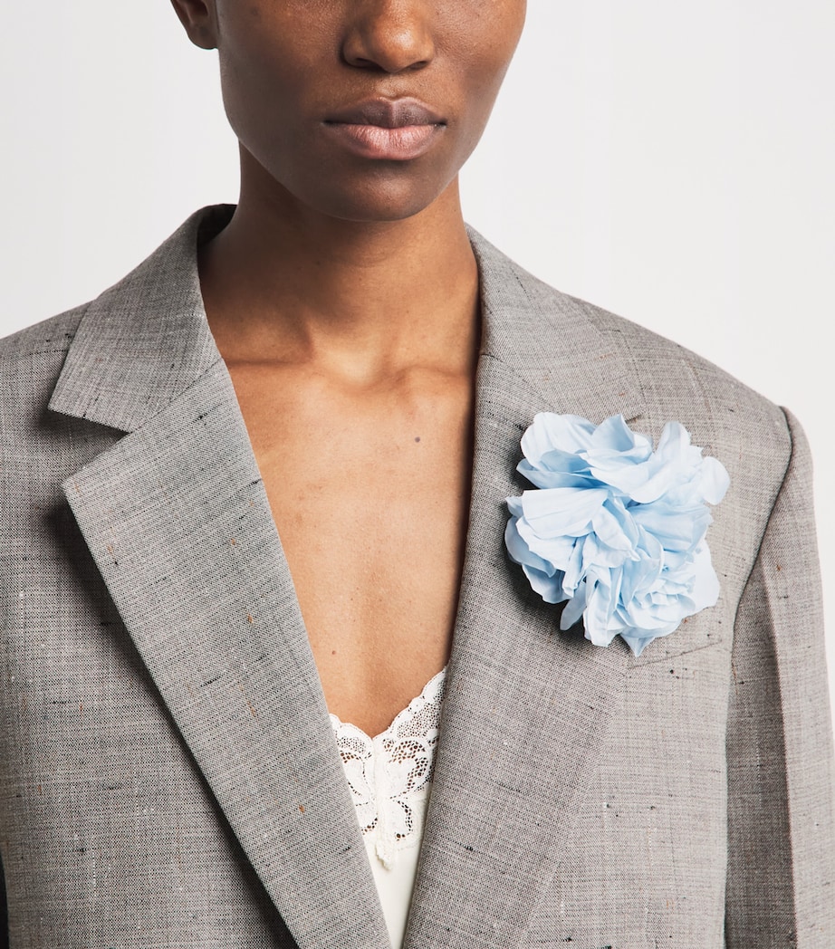Sandro Paris Womens Wool-Blend Floral-Brooch Blazer Greige Image 3